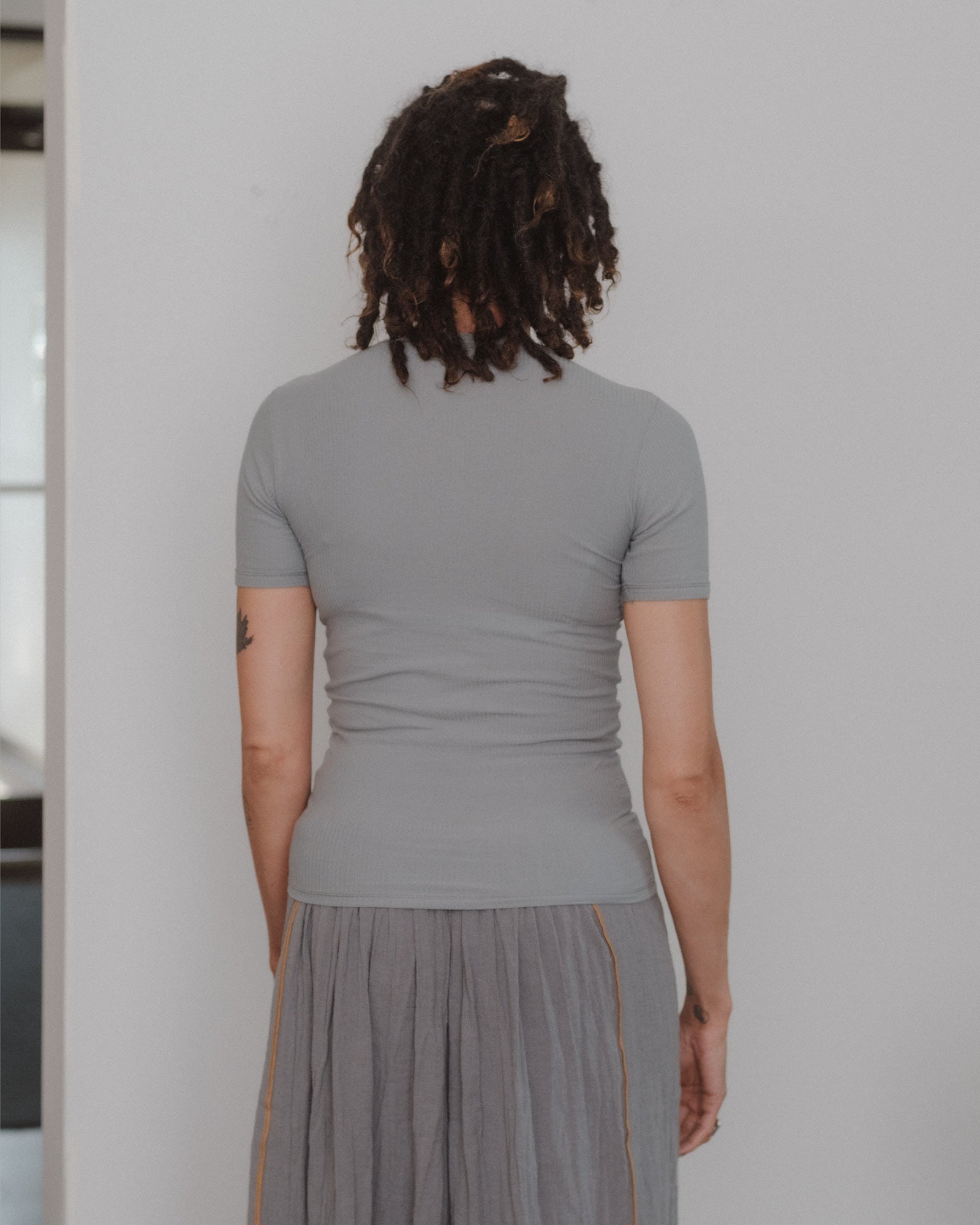 Baserange - Heart Tee Shirt - Fine Organic Cotton Rib - Bow Blue