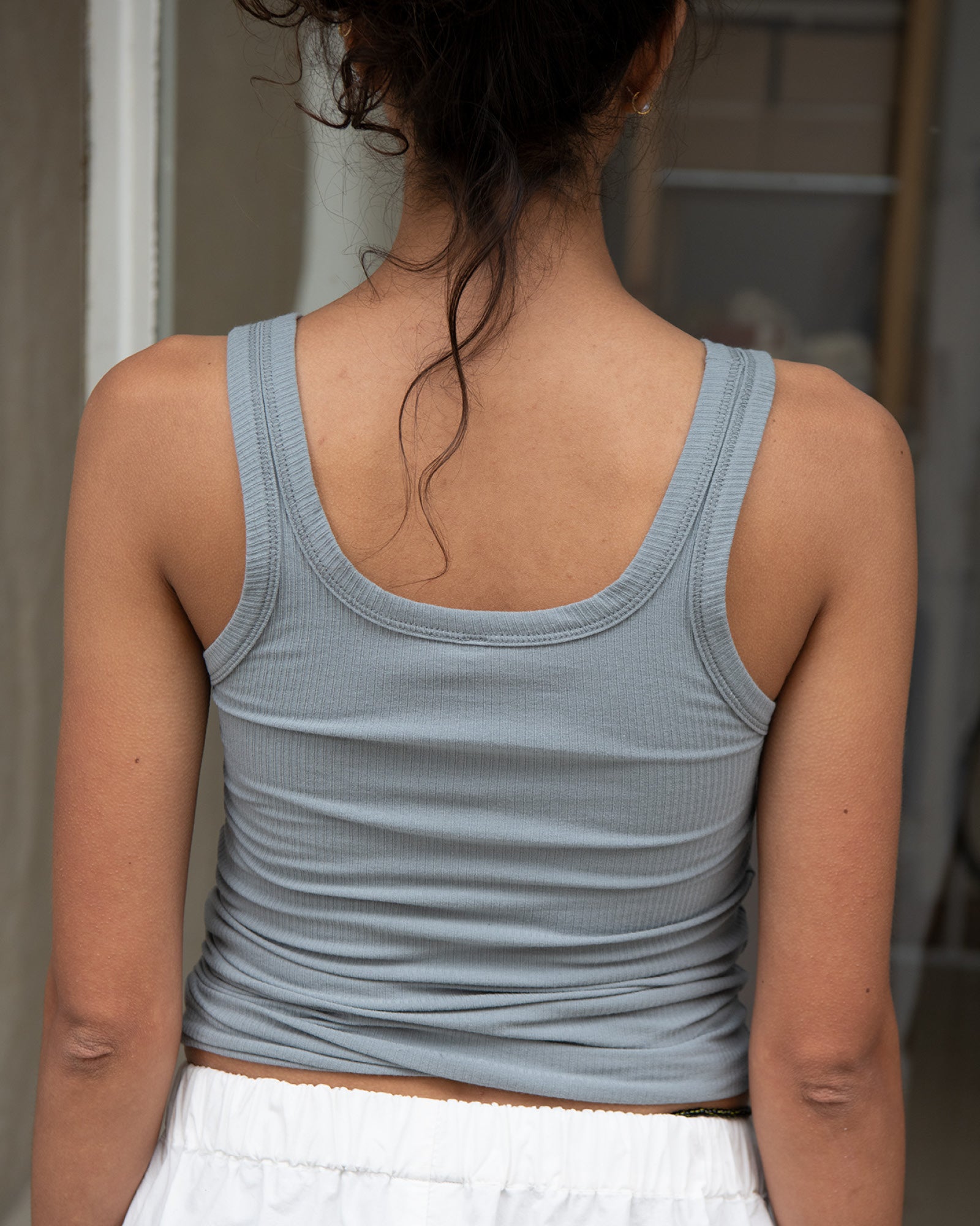 Baserange - Heart Tank - Organic Cotton Rib - Bow Blue