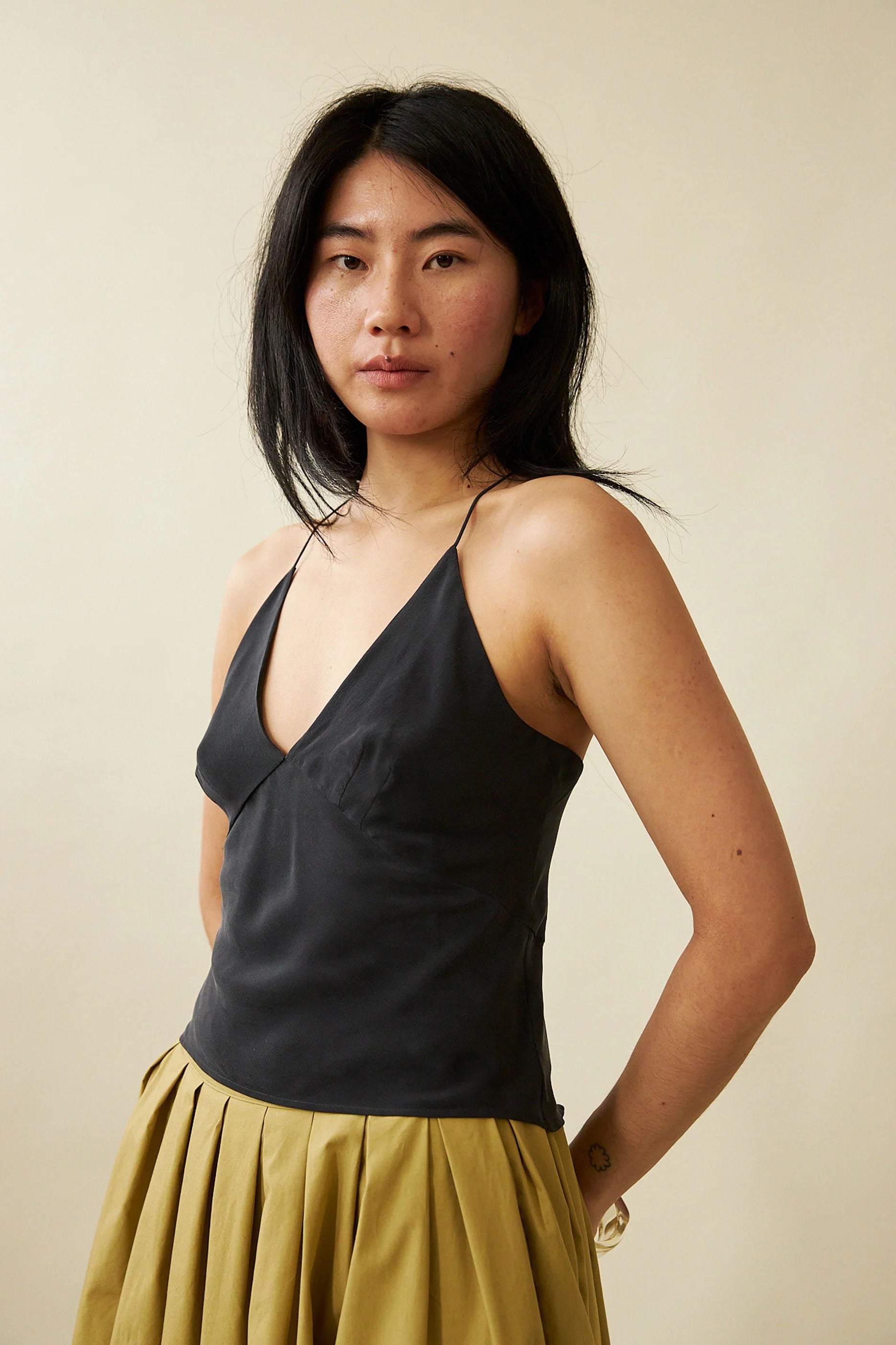 Penny Sage - Roberta Singlet - Charcoal
