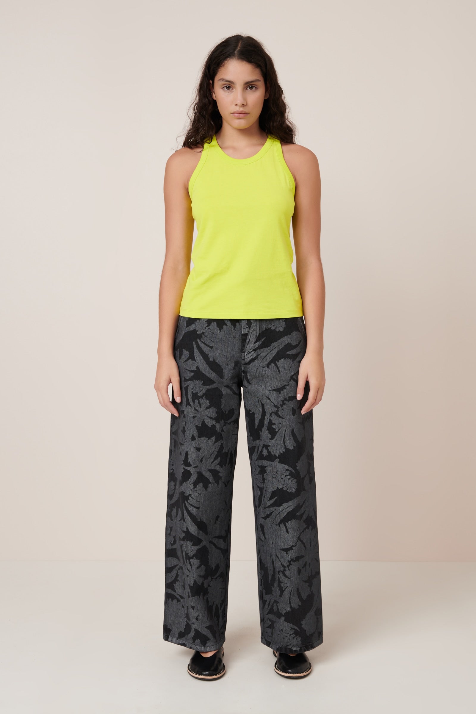 Kowtow - Racer Back Singlet - Fluro Yellow