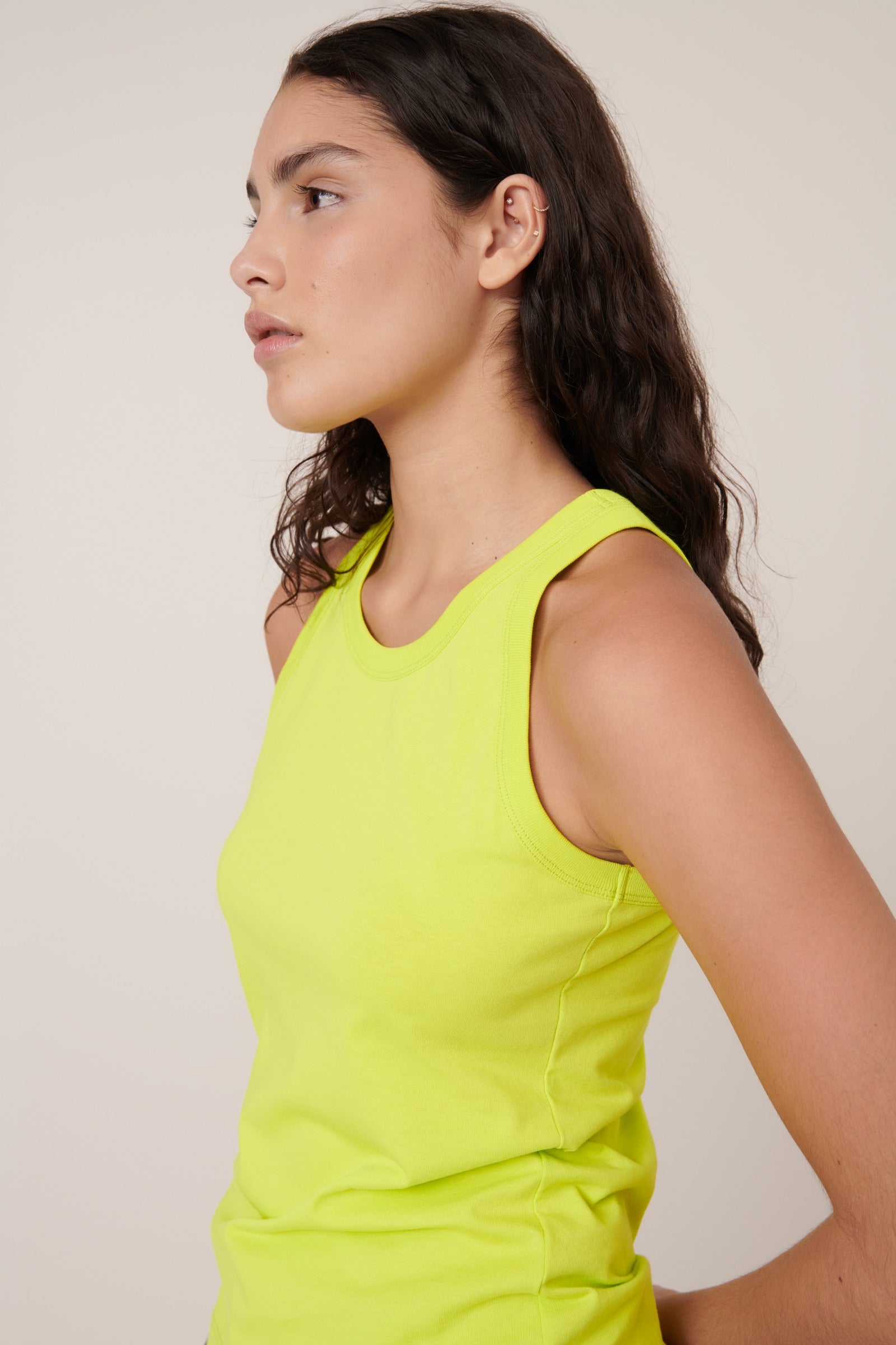 Kowtow - Racer Back Singlet - Fluro Yellow