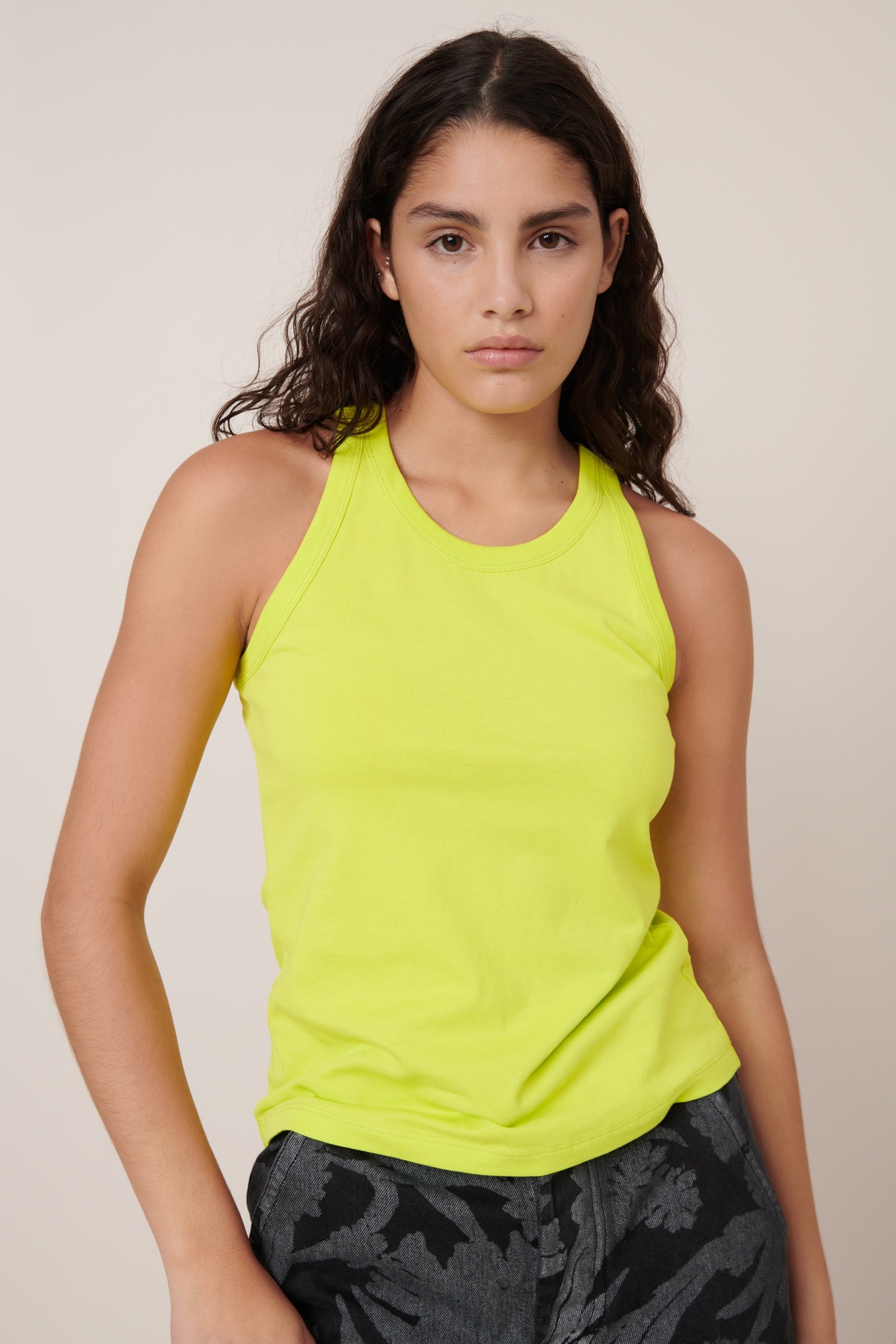 Kowtow - Racer Back Singlet - Fluro Yellow