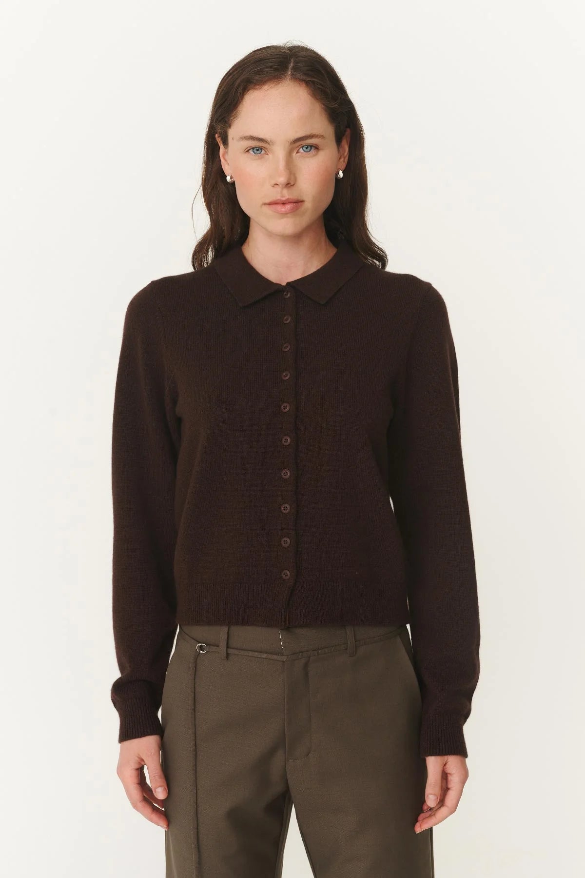 ROWIE - Celia Merino Knit Cardigan - Dark Cacao