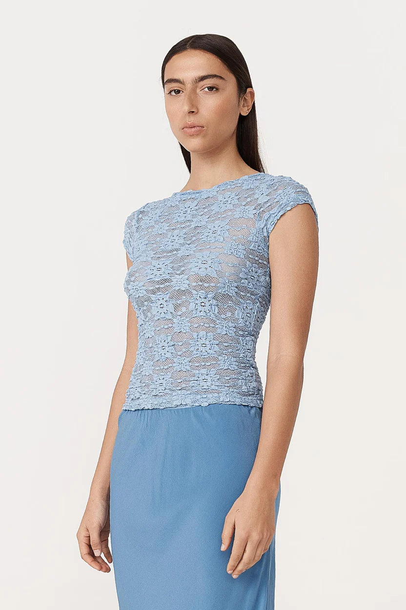 Rowie - Galo Sunflower Lace Tee - Periwinkle