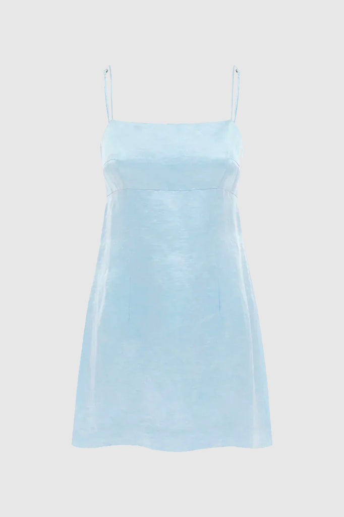 ROWIE - Gwen Silk Linen Mini Dress - Baby Blue
