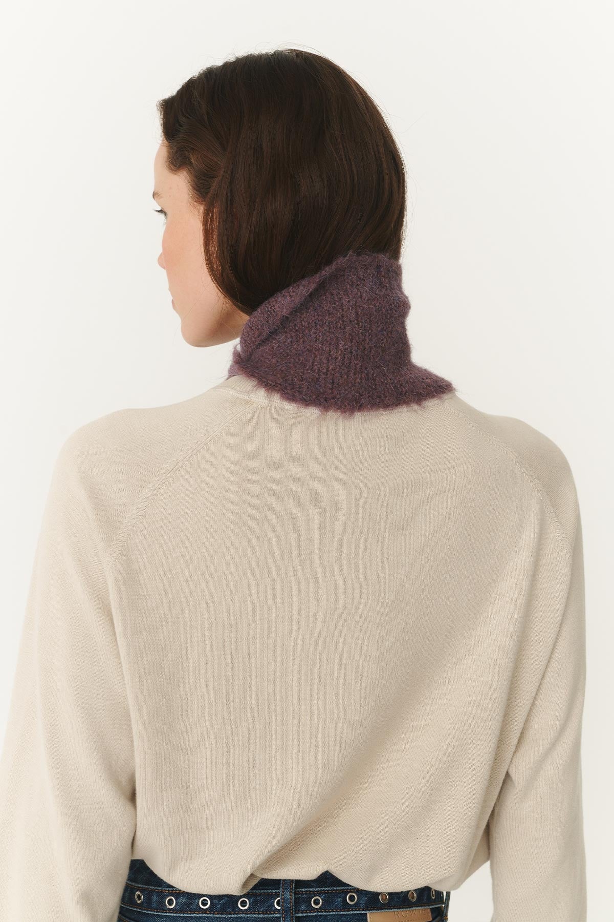 ROWIE - Noa Knit Neckerchief Scarf - Aubergine Marle