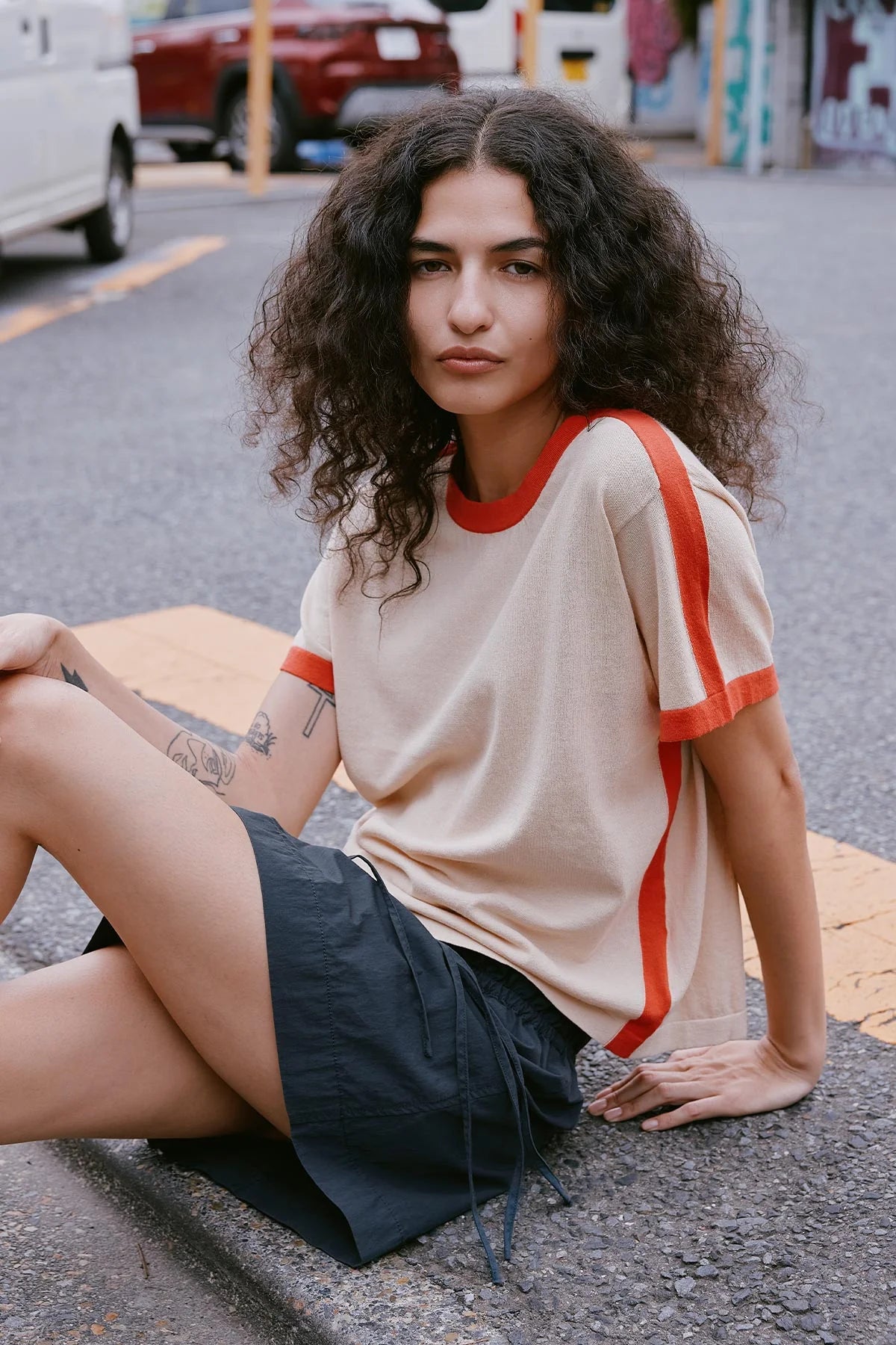 Rowie - Rania Contrast Tee - Spiced Latte
