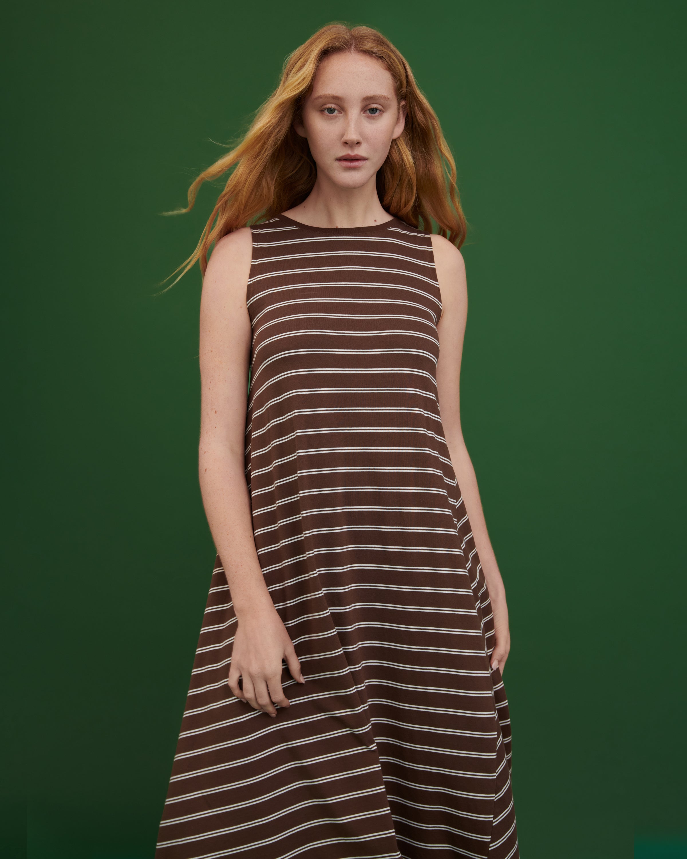 Kowtow - Tank Swing Dress - Brown Stripe