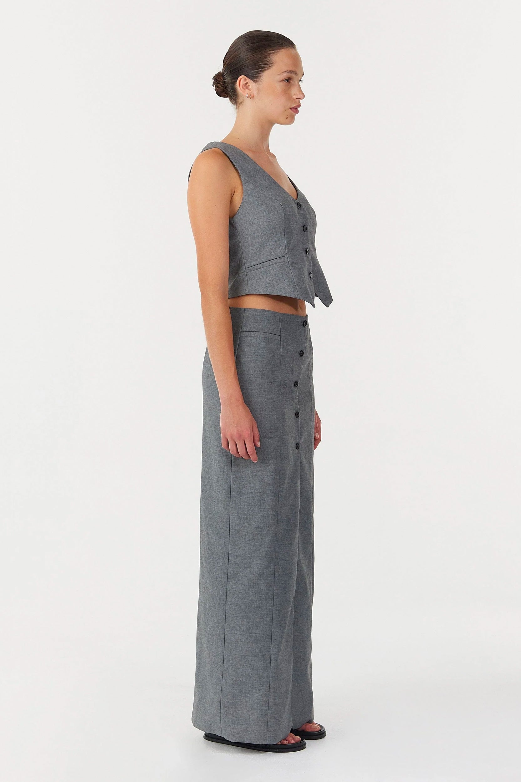LAST ONE | Third Form - Metropolis Tailored Maxi Skirt - Smoke