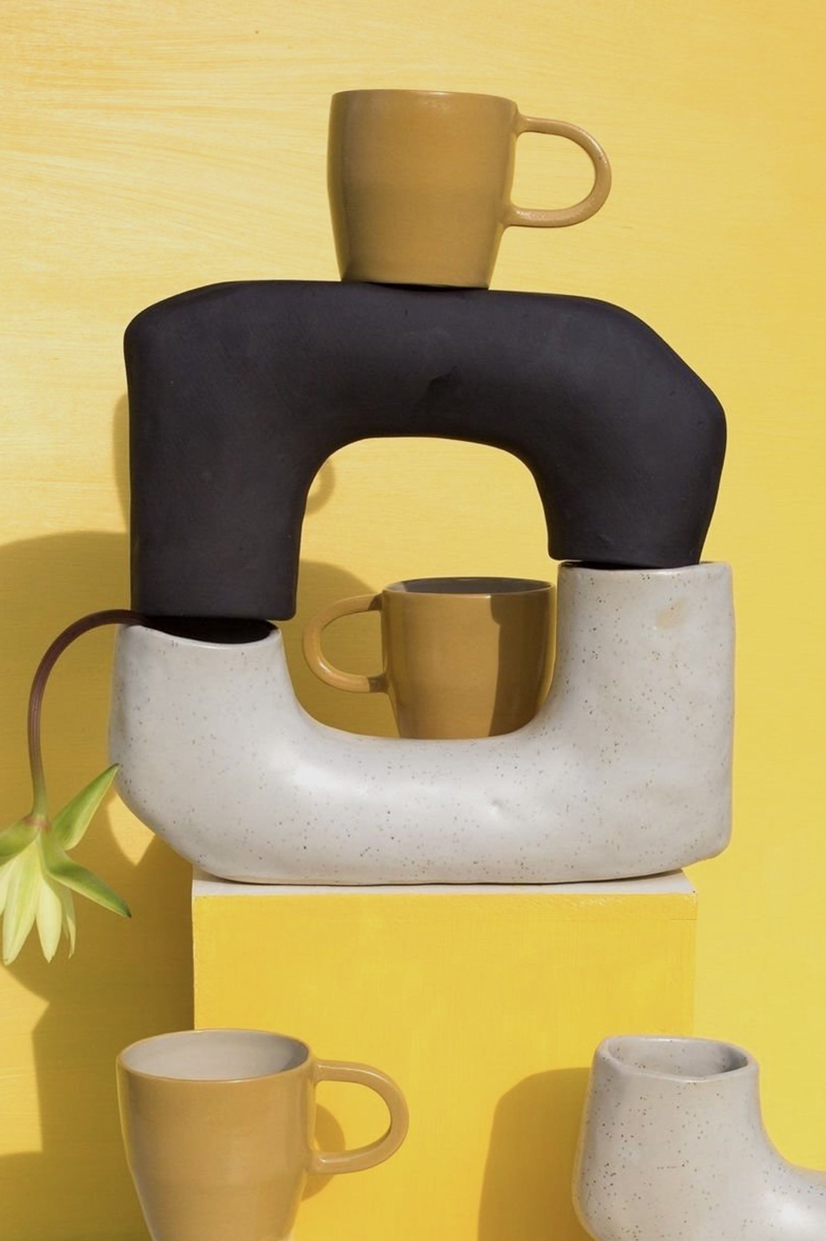 Slab Ceramics - Tubular Vessel - Cream speckle