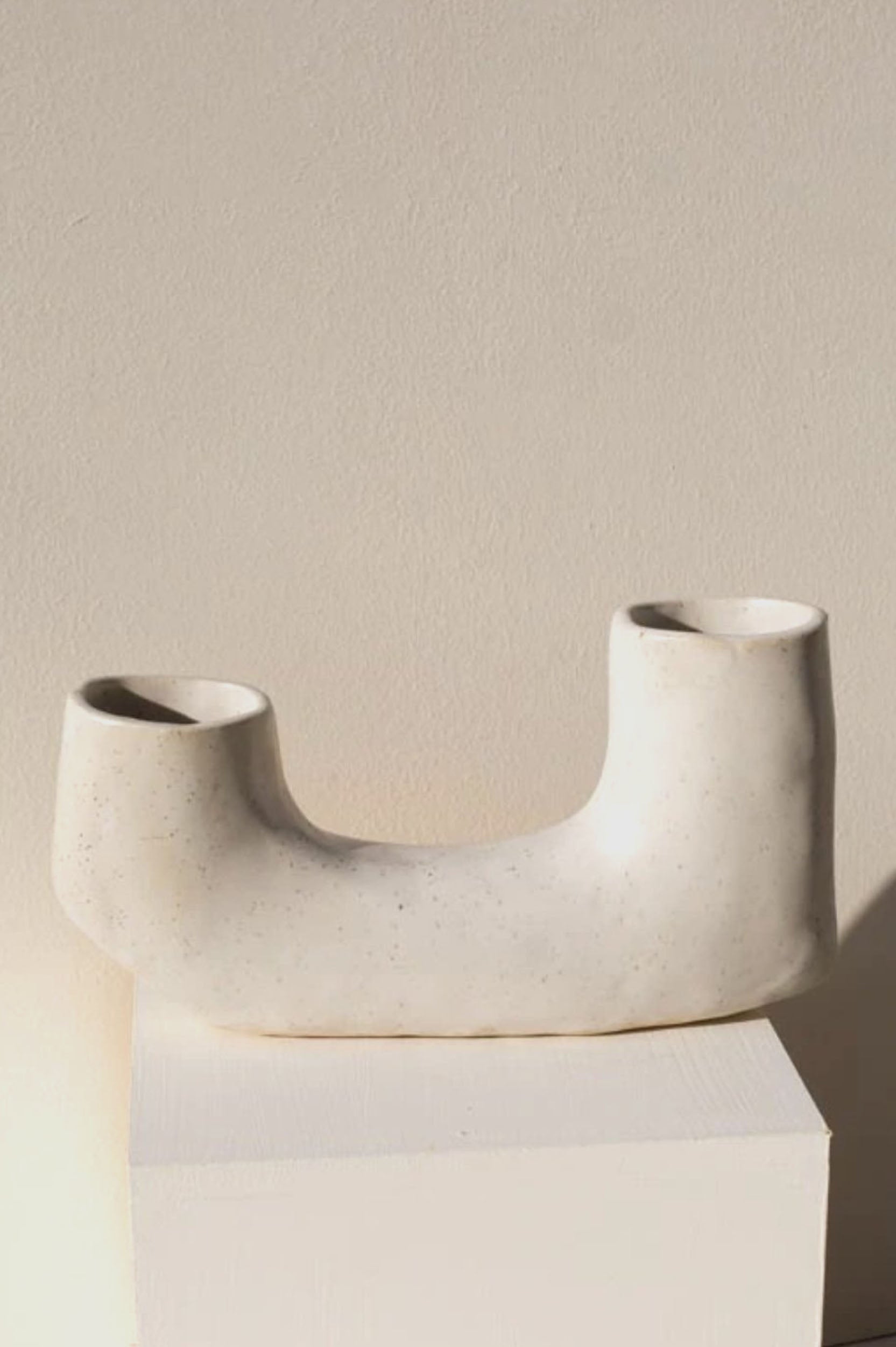 Slab Ceramics - Tubular Vessel - Cream speckle