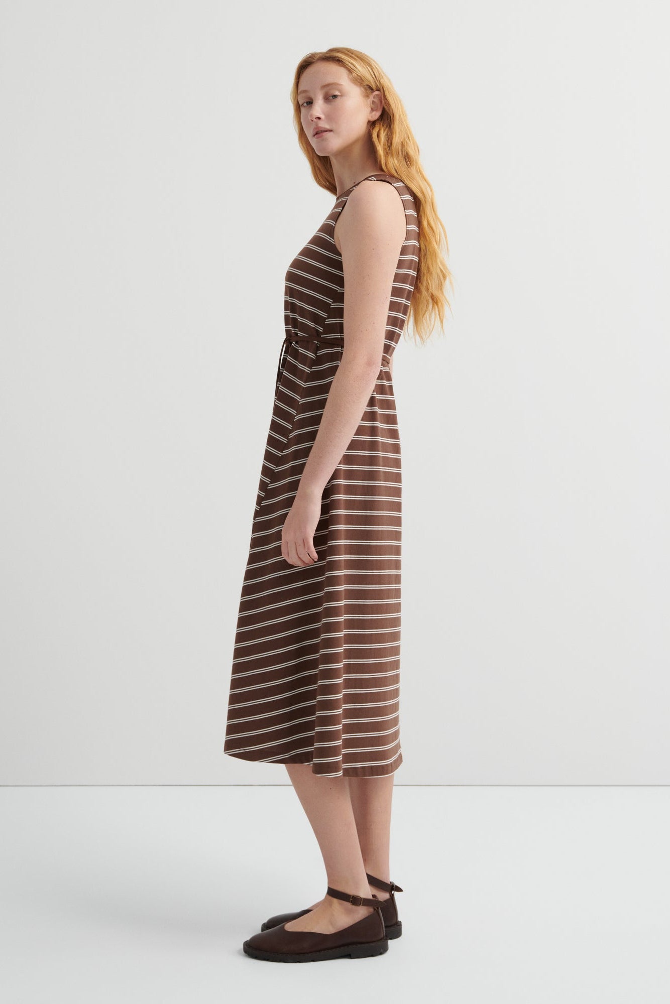 Kowtow - Tank Swing Dress - Brown Stripe