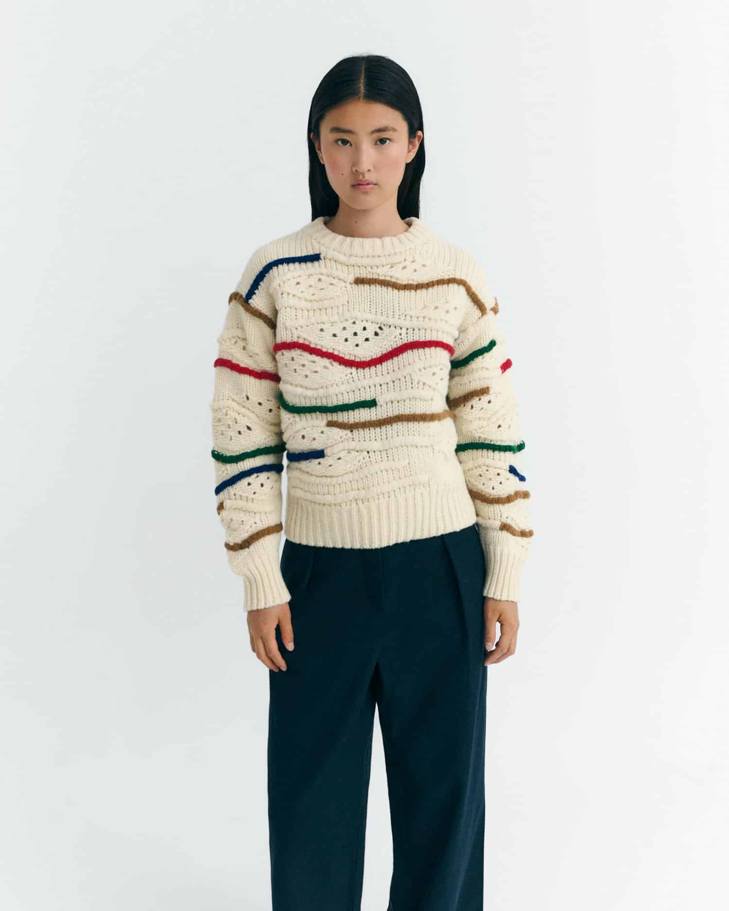 Thinking Mu - Candela Macrame Knitted Sweater - Multicolor