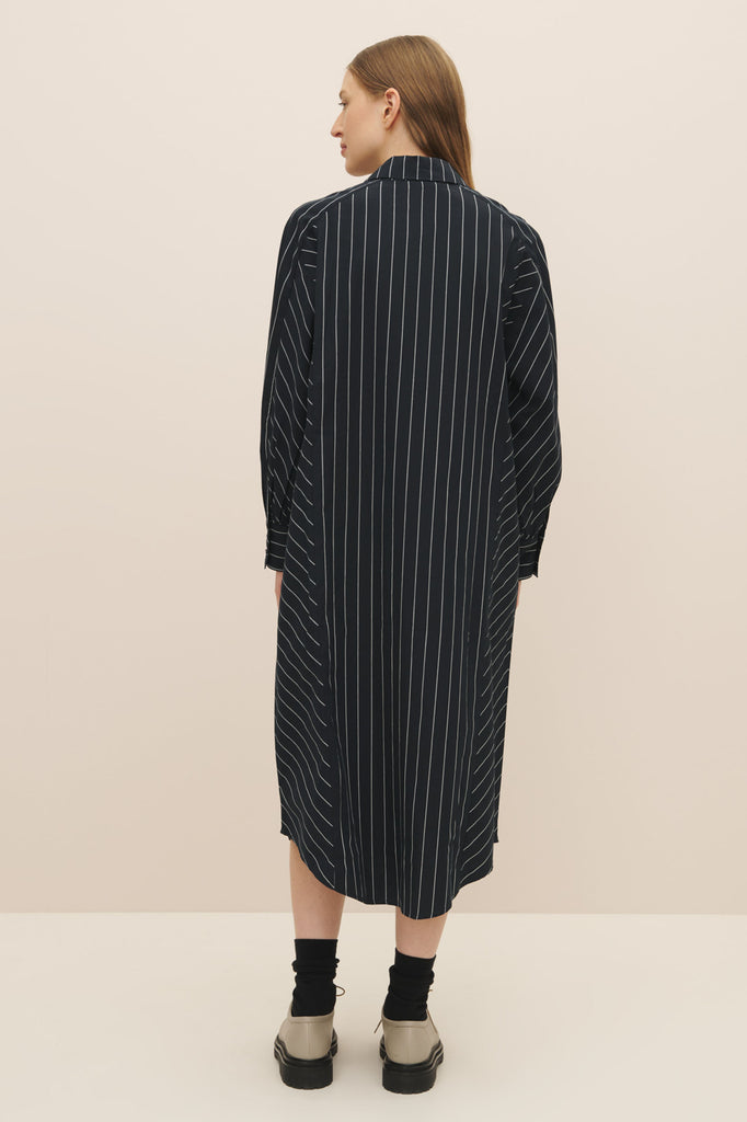 Kowtow - Yves Shirt Dress - Navy Pinstripe