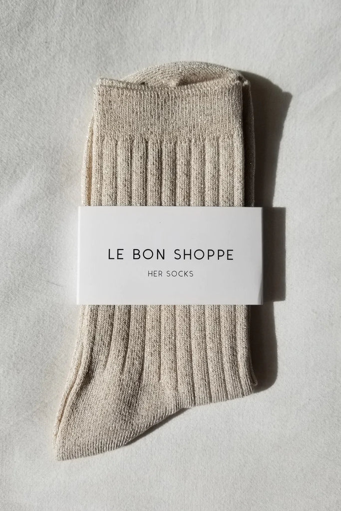 Le Bon Shoppe - Her Socks - Lurex Ivory Gold Glitter