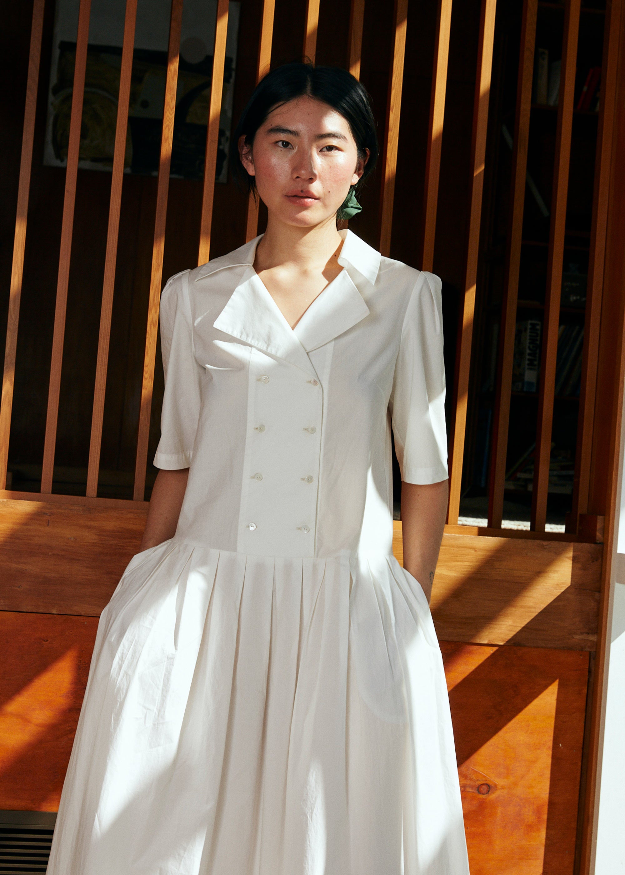 LAST ONE | Penny Sage - Summer Iris Dress - Ivory Poplin