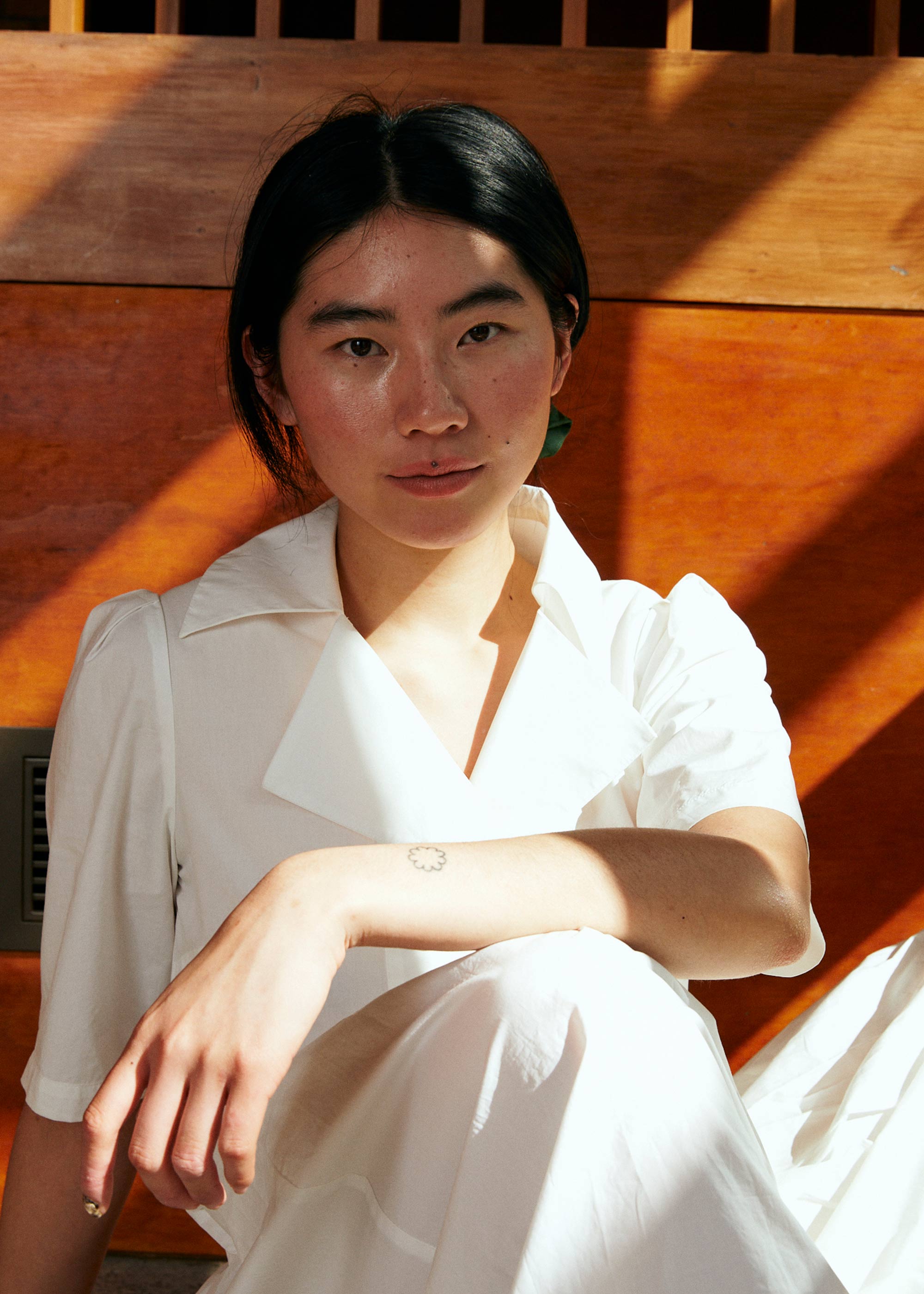 LAST ONE | Penny Sage - Summer Iris Dress - Ivory Poplin