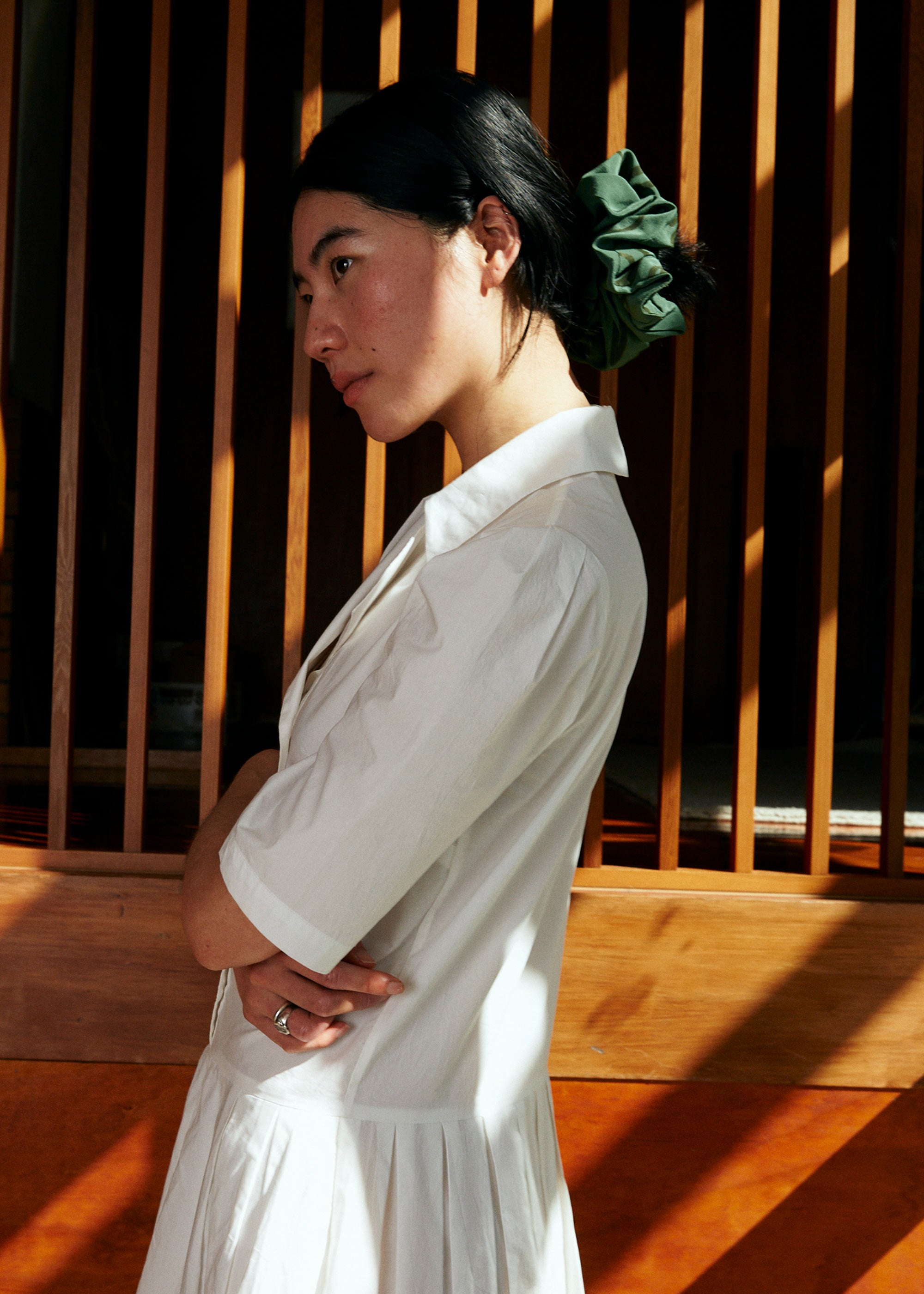 LAST ONE | Penny Sage - Summer Iris Dress - Ivory Poplin