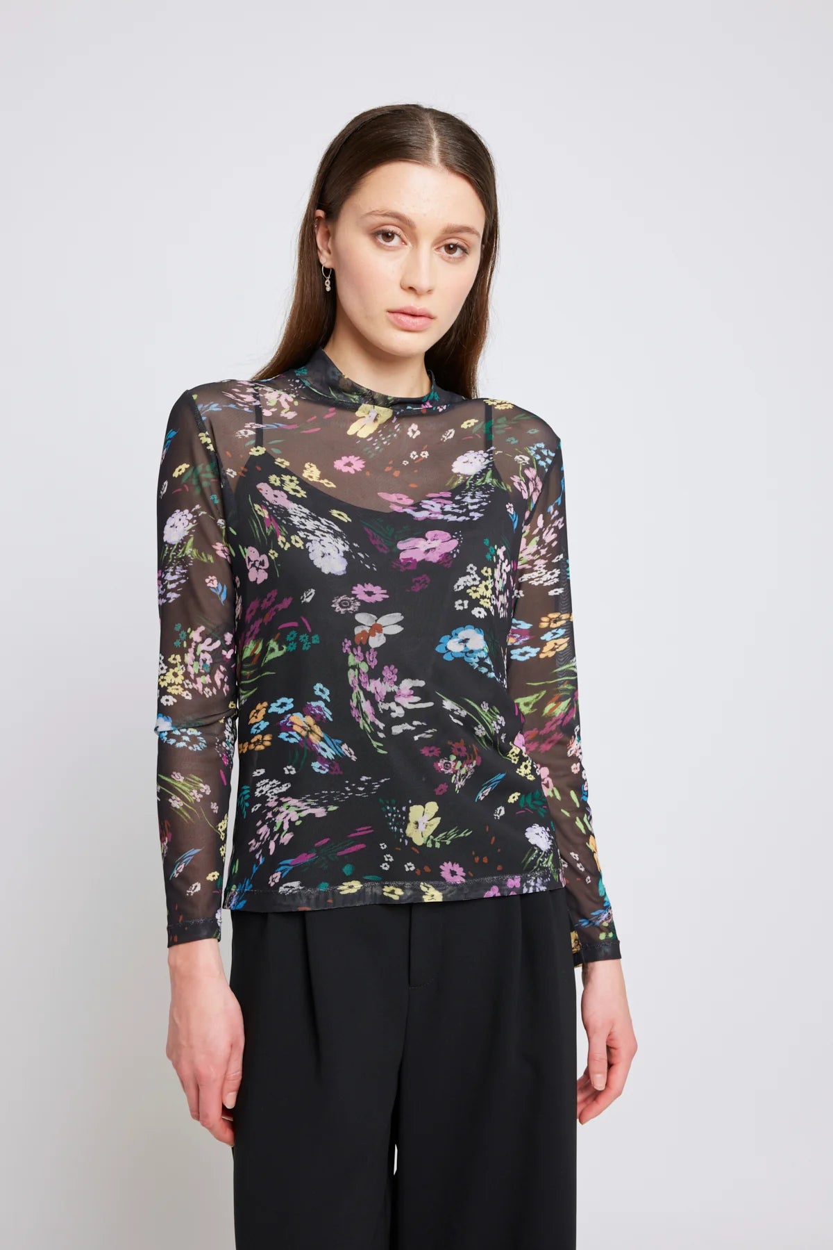 Twenty-Seven Names - Nothing But Net Top - Black Swirly Floral