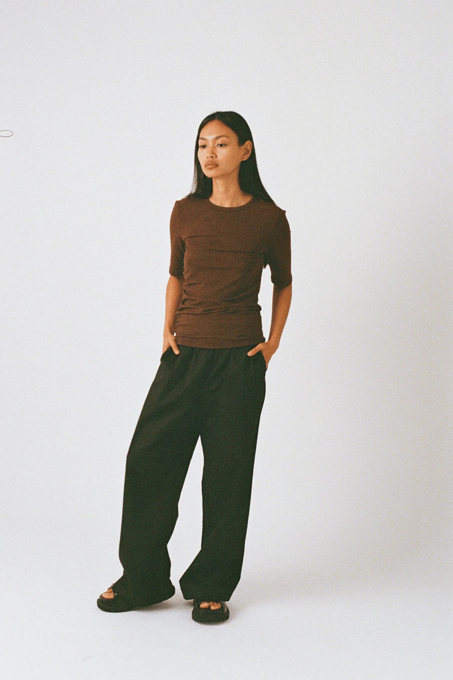 Commonplace - Ruched SS Tee - Choc