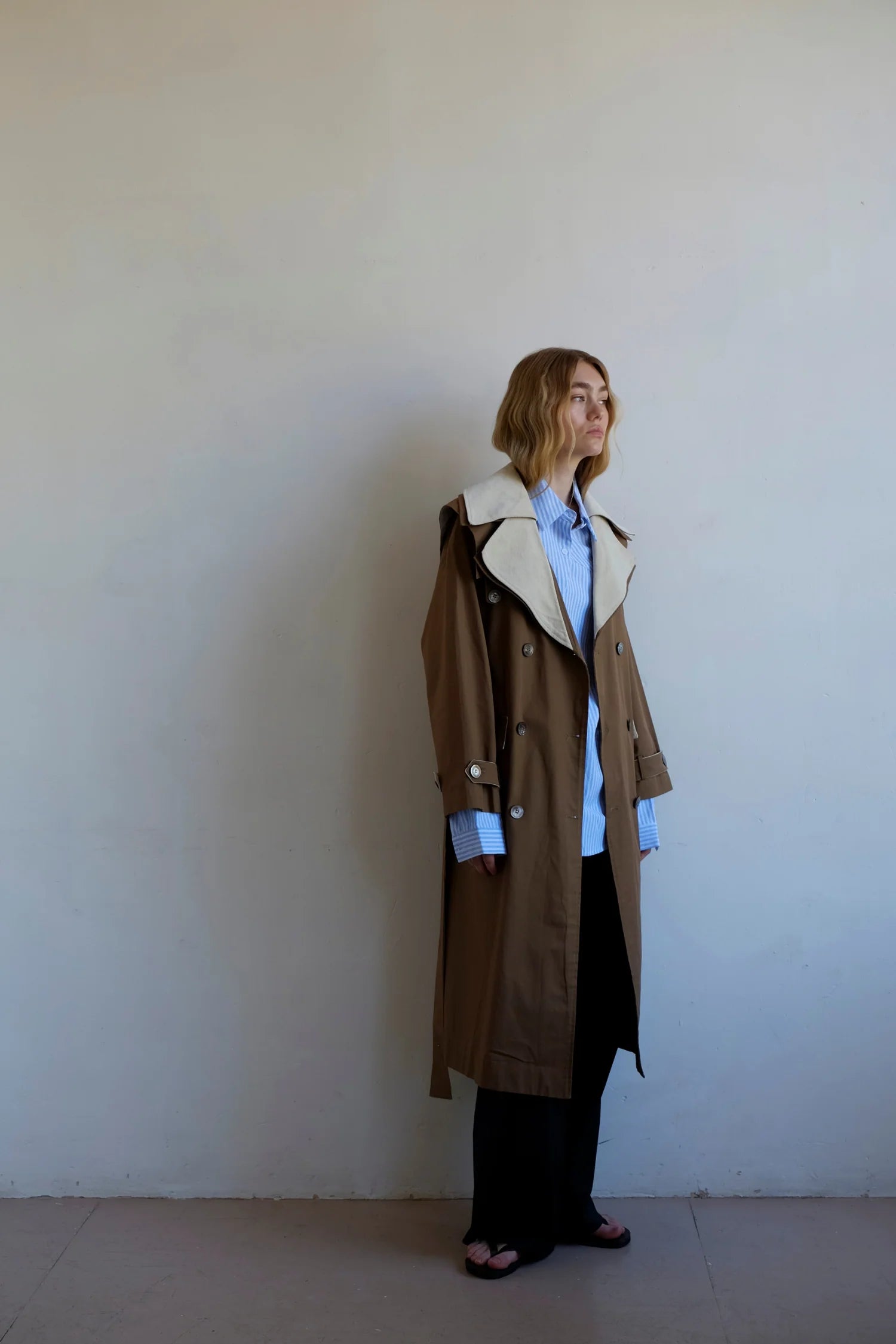 Commonplace Essentials - Double Layer Trench - Cream/Tan