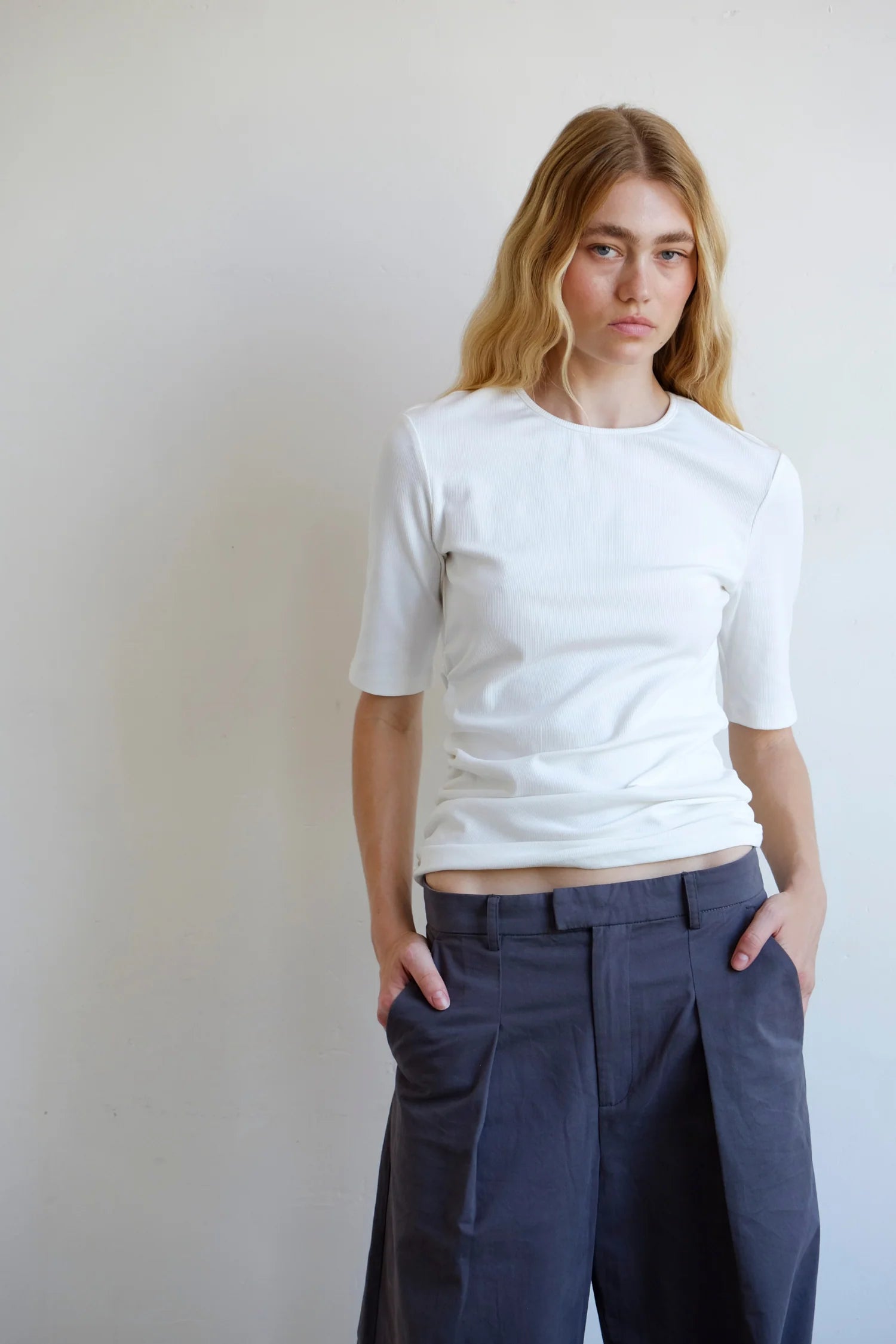 Commonplace - Ruched SS Tee - Ivory