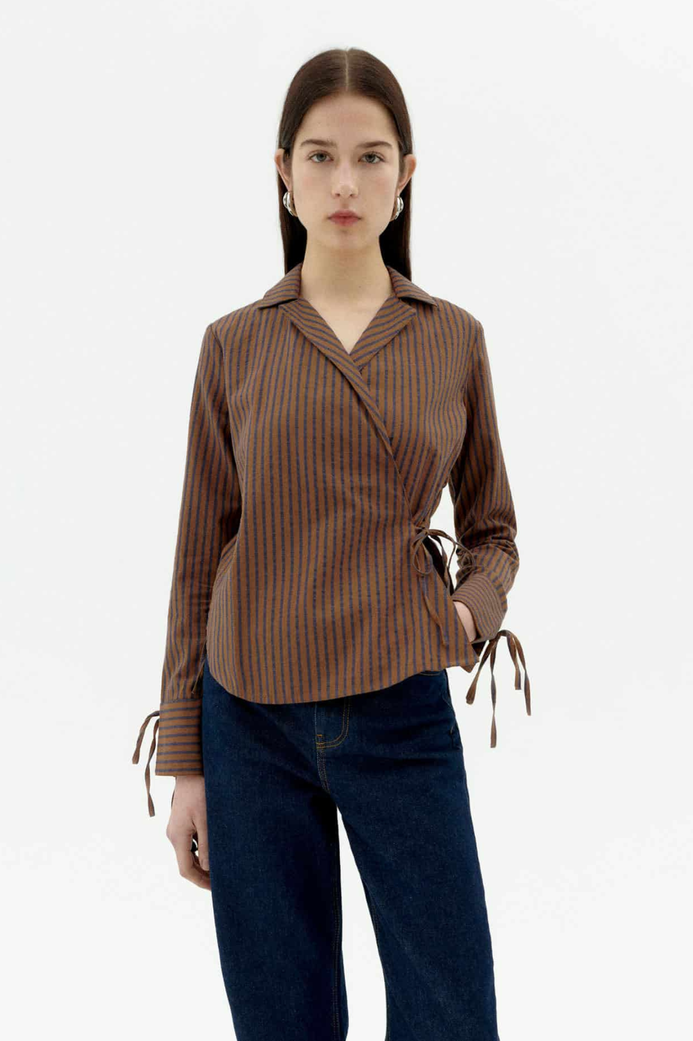 Thinking Mu - Lenie Blouse - Brown Stripe