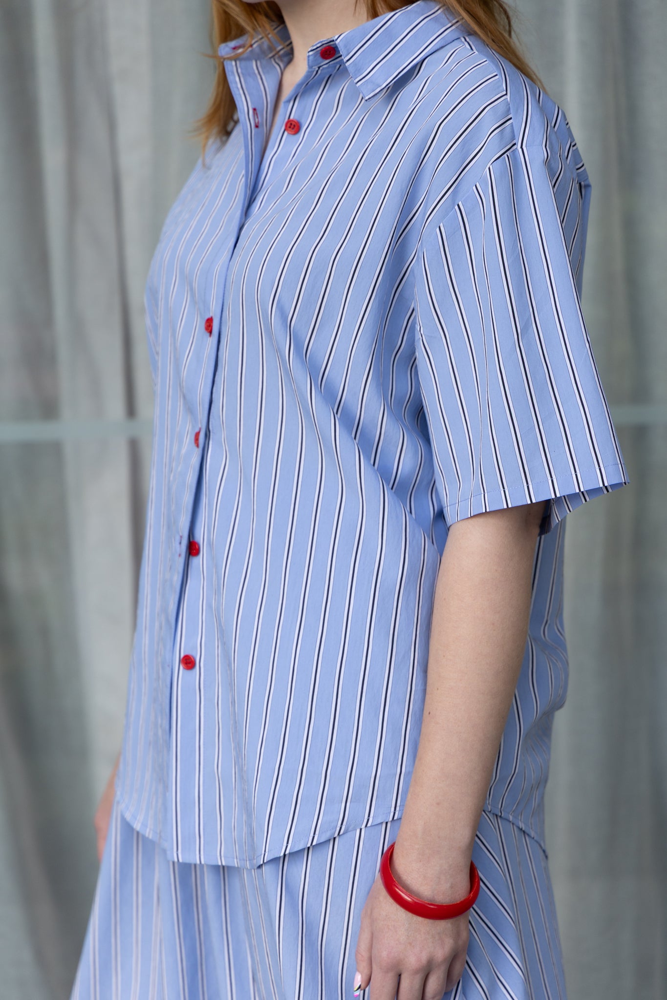 Annie - Jasper Shirt - Pale Blue Stripe