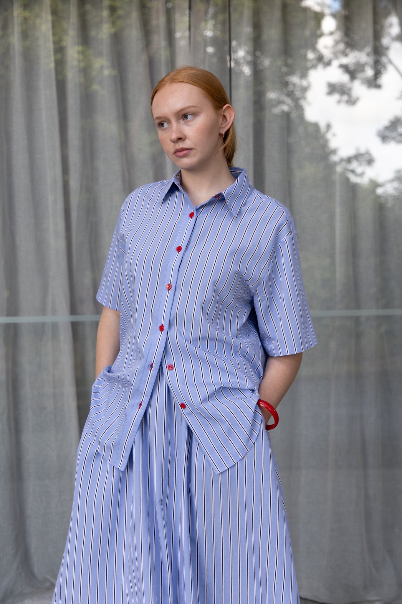Annie - Jasper Shirt - Pale Blue Stripe