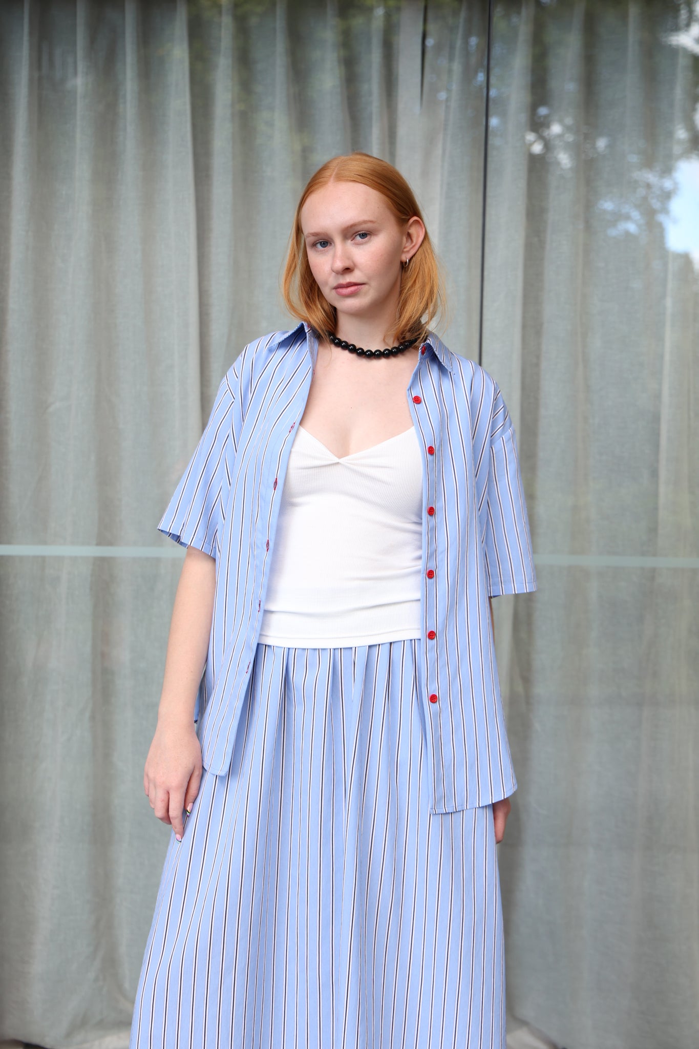 Annie - Jasper Shirt - Pale Blue Stripe