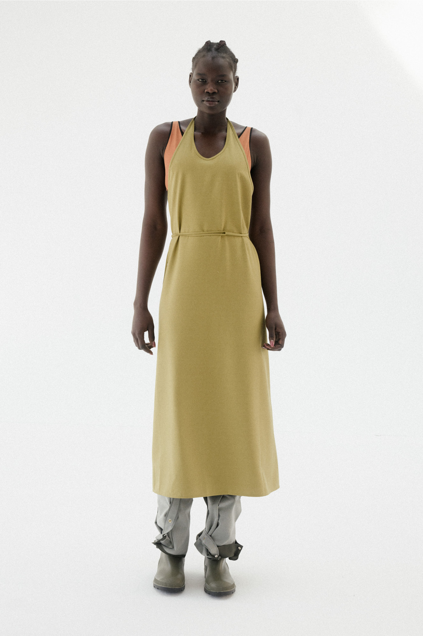 Baserange - Apron Dress - Sophos Green