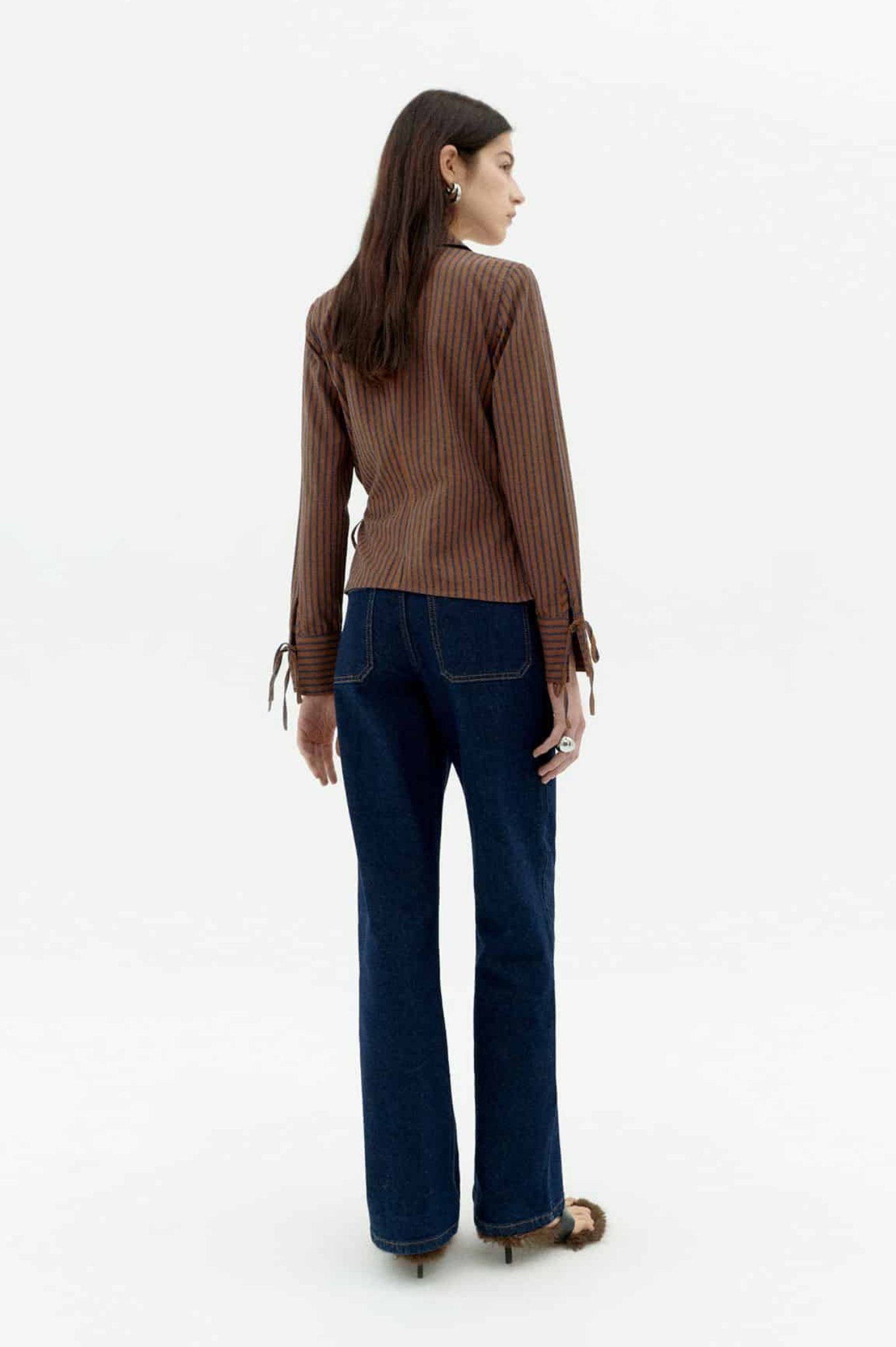 Thinking Mu - Lenie Blouse - Brown Stripe