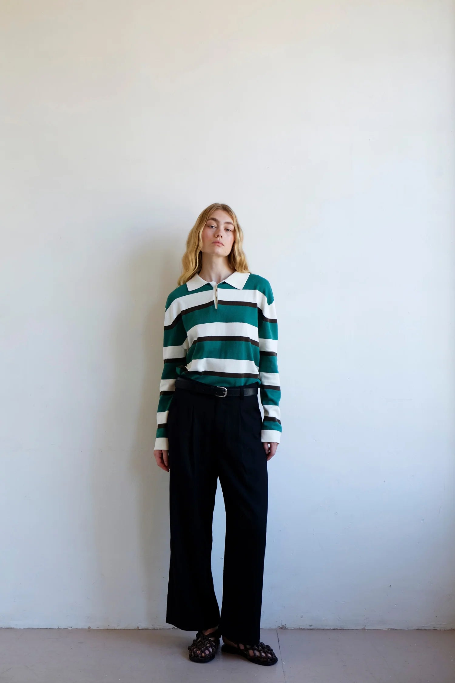 Commonplace - Prep Stripe Polo - Dark Green