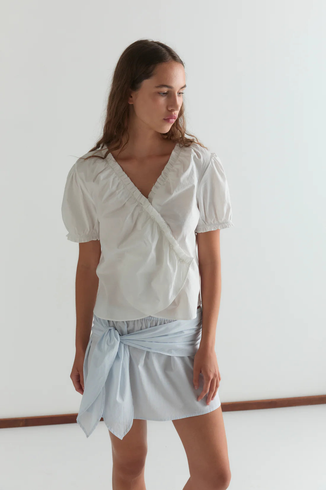 Deiji Studios - Cross Frill Top - White