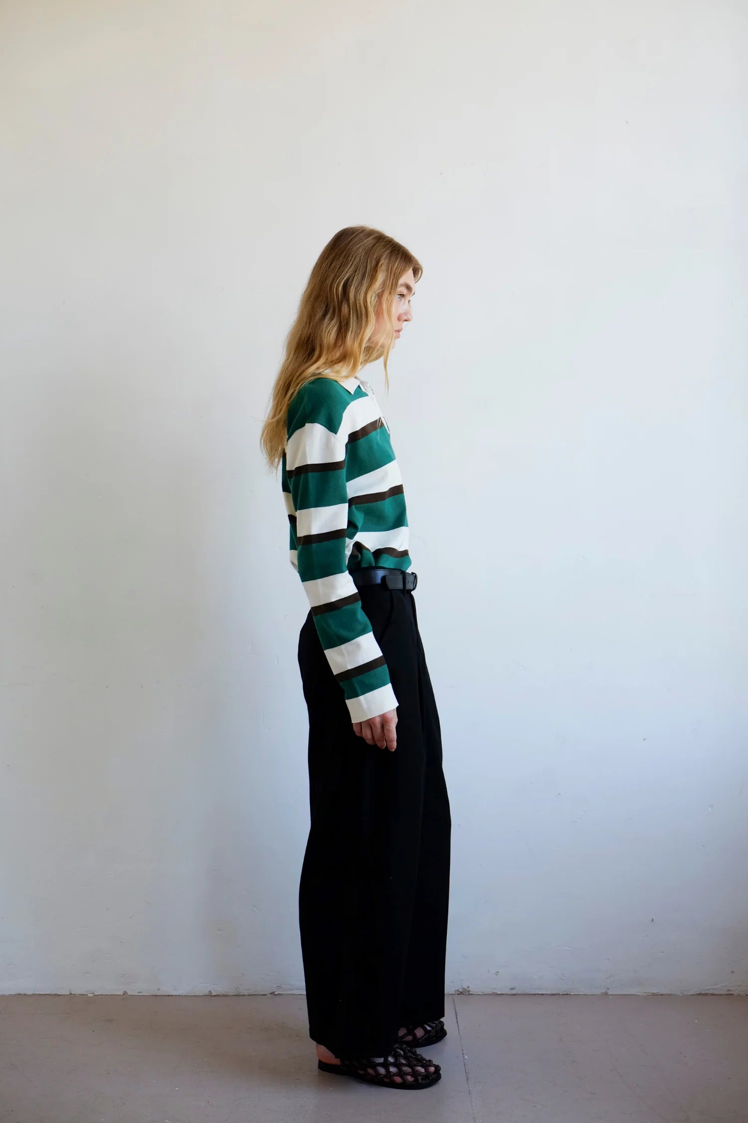 Commonplace - Prep Stripe Polo - Dark Green