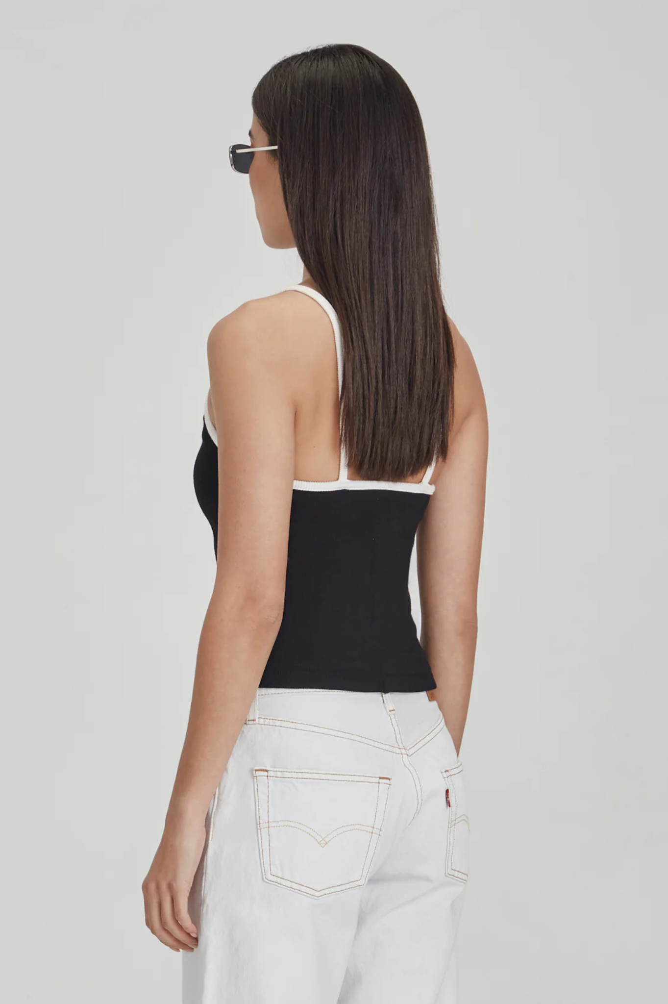 Commoners - Fitted Rib Cami - Black w White