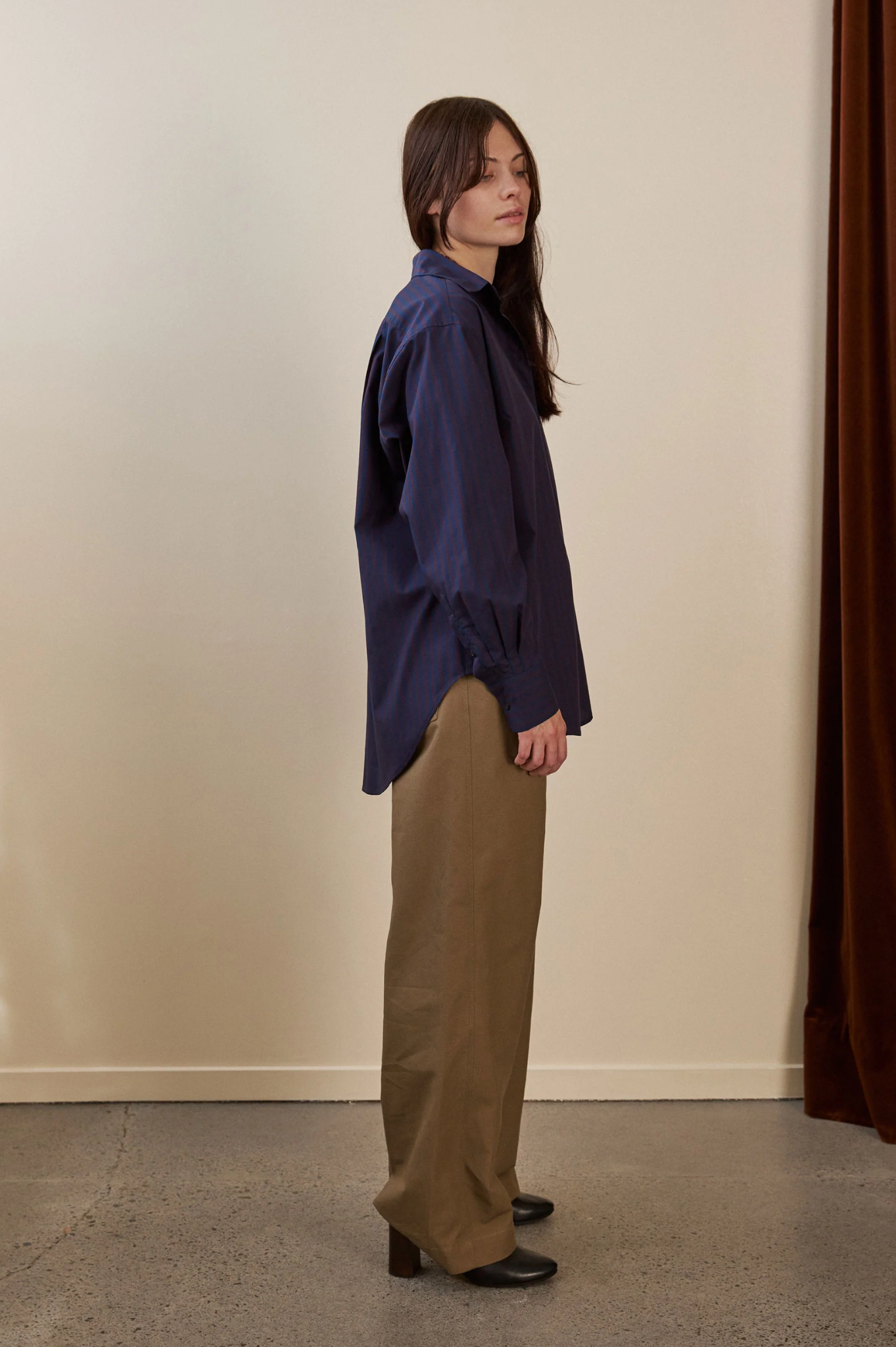 Penny Sage - Maryse Shirt - Oxford Plum Stripe