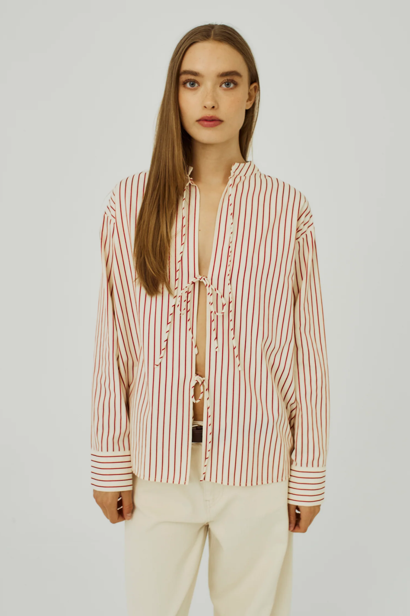 Norr - Linna Tie Shirt - Red Stripe