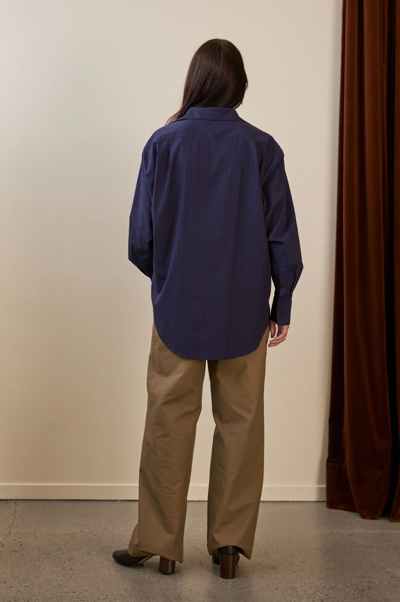 Penny Sage - Maryse Shirt - Oxford Plum Stripe