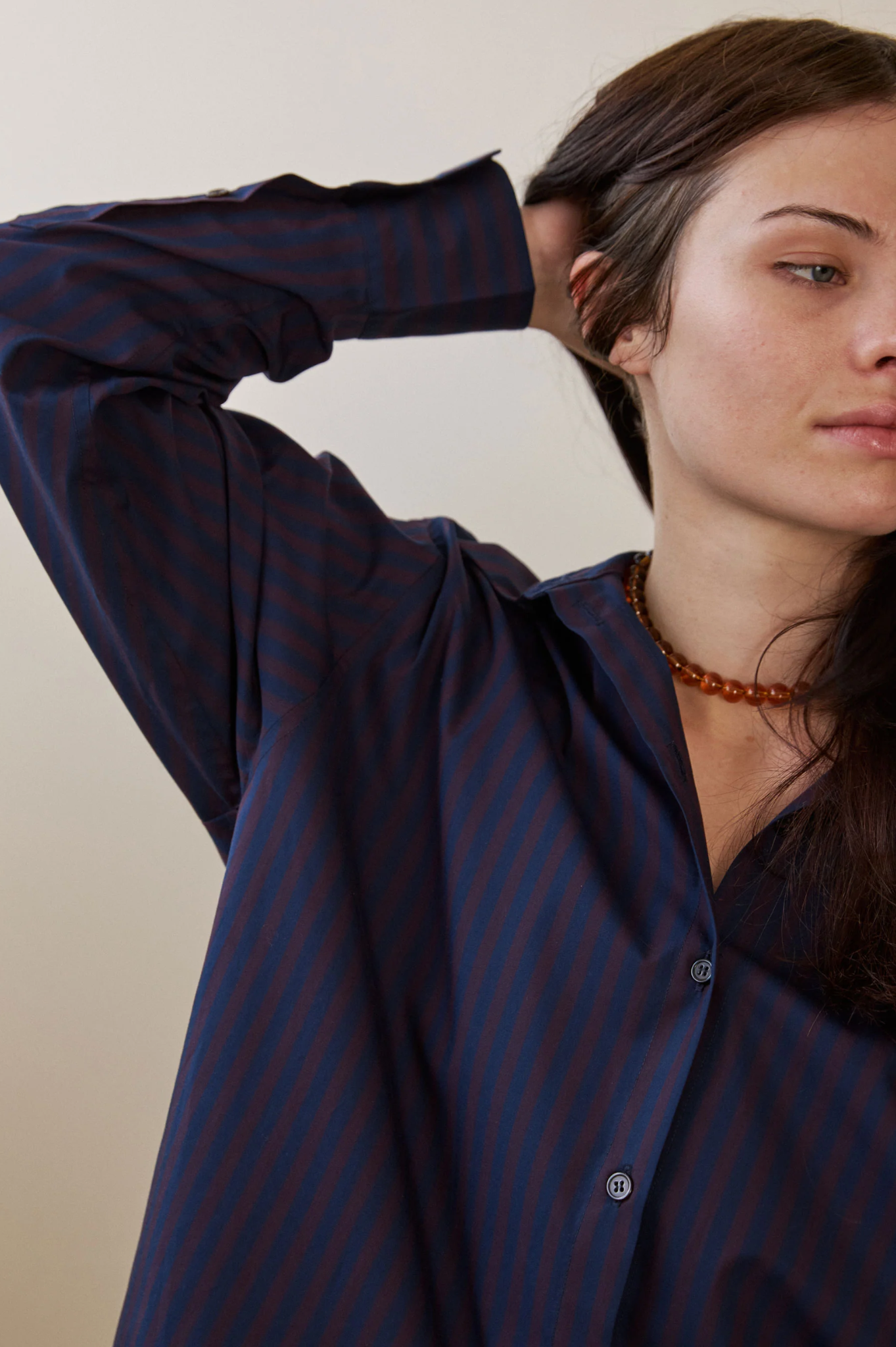 Penny Sage - Maryse Shirt - Oxford Plum Stripe