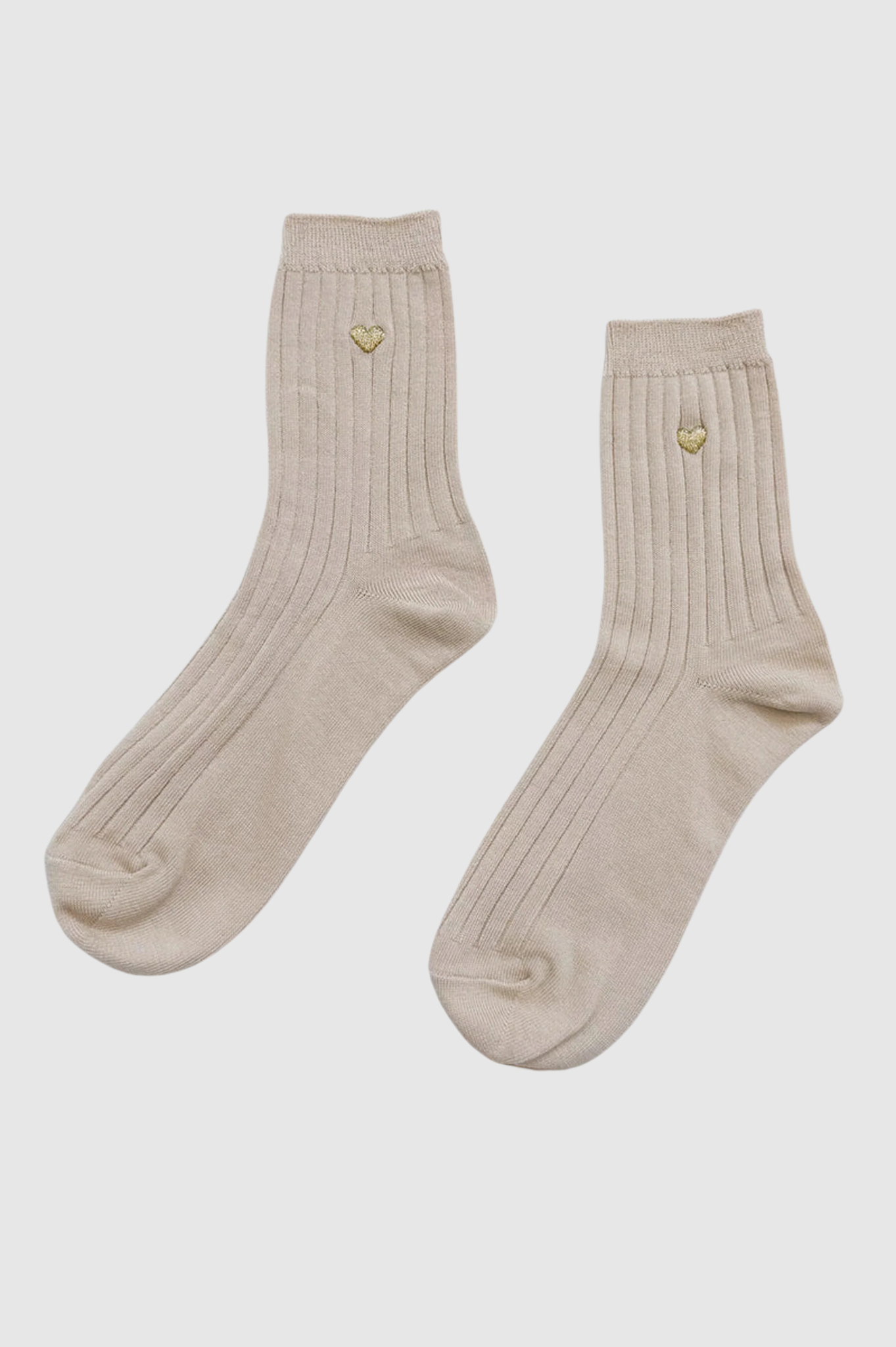 Le Bon Shoppe - Embroidered Her Socks - Polcelian + Gold Heart