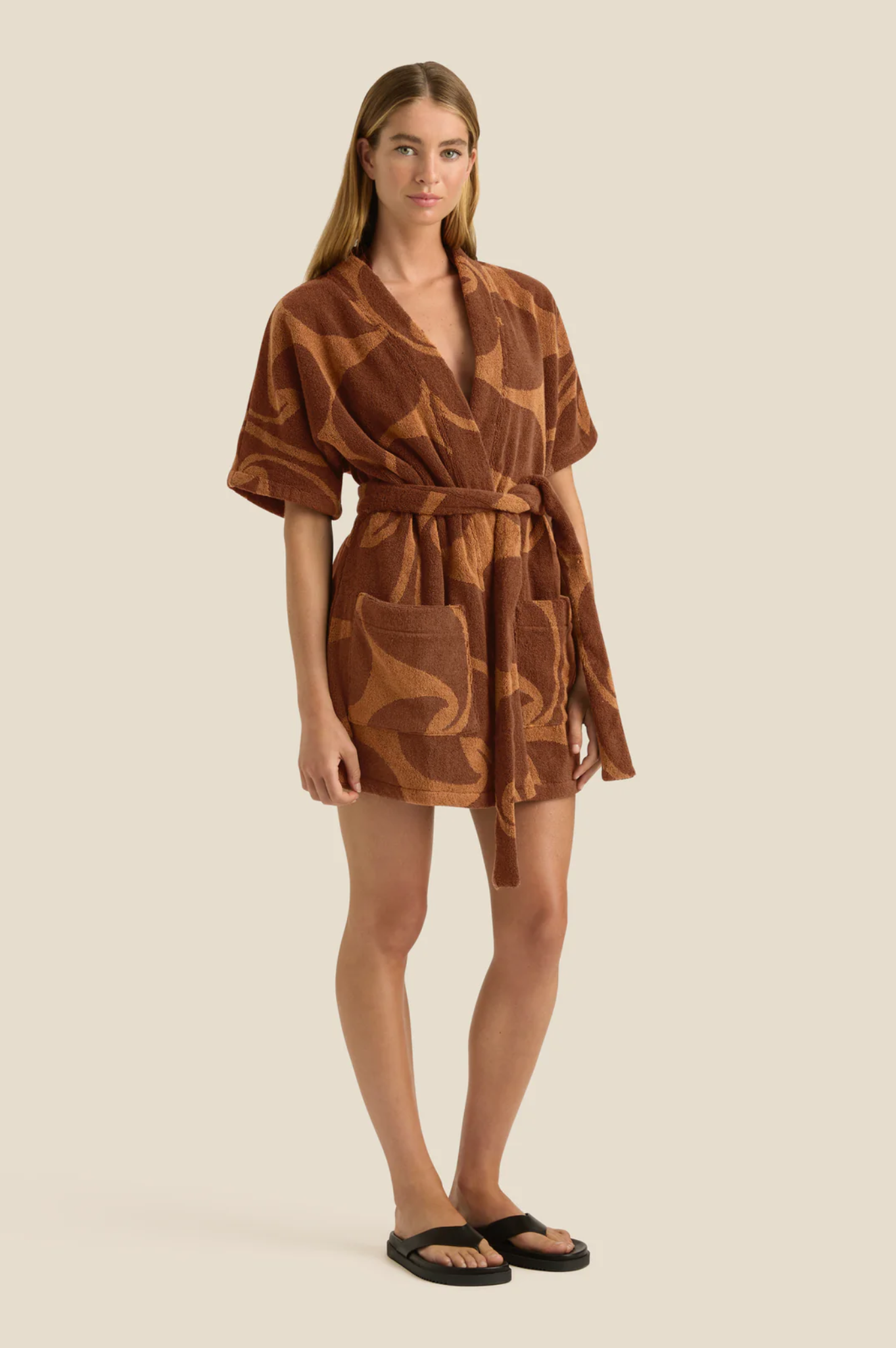 Soleil Soleil - Towelling Mini Robe - Umber