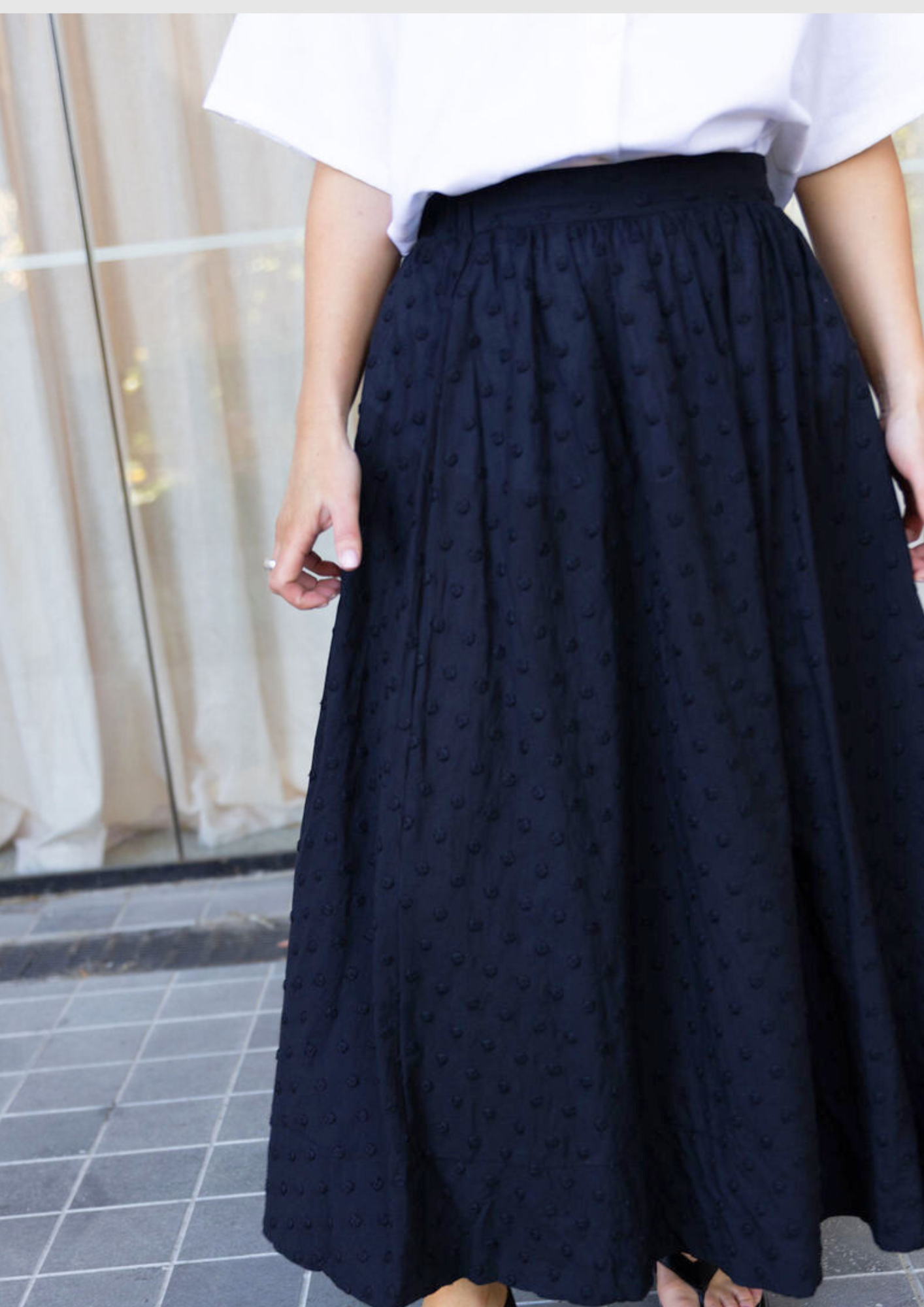 Annie - Rue Skirt - Black Embroidered Spot