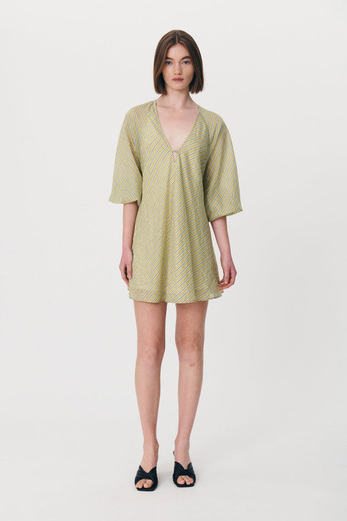ROWIE - Amelia Stripe Mini Dress - Pistachio