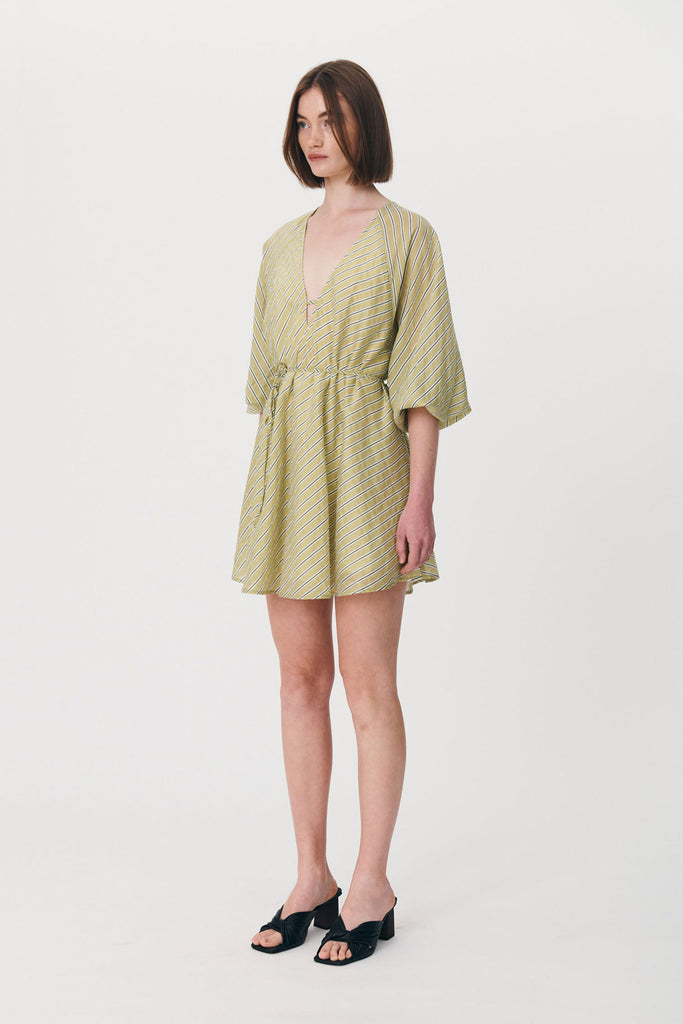ROWIE - Amelia Stripe Mini Dress - Pistachio