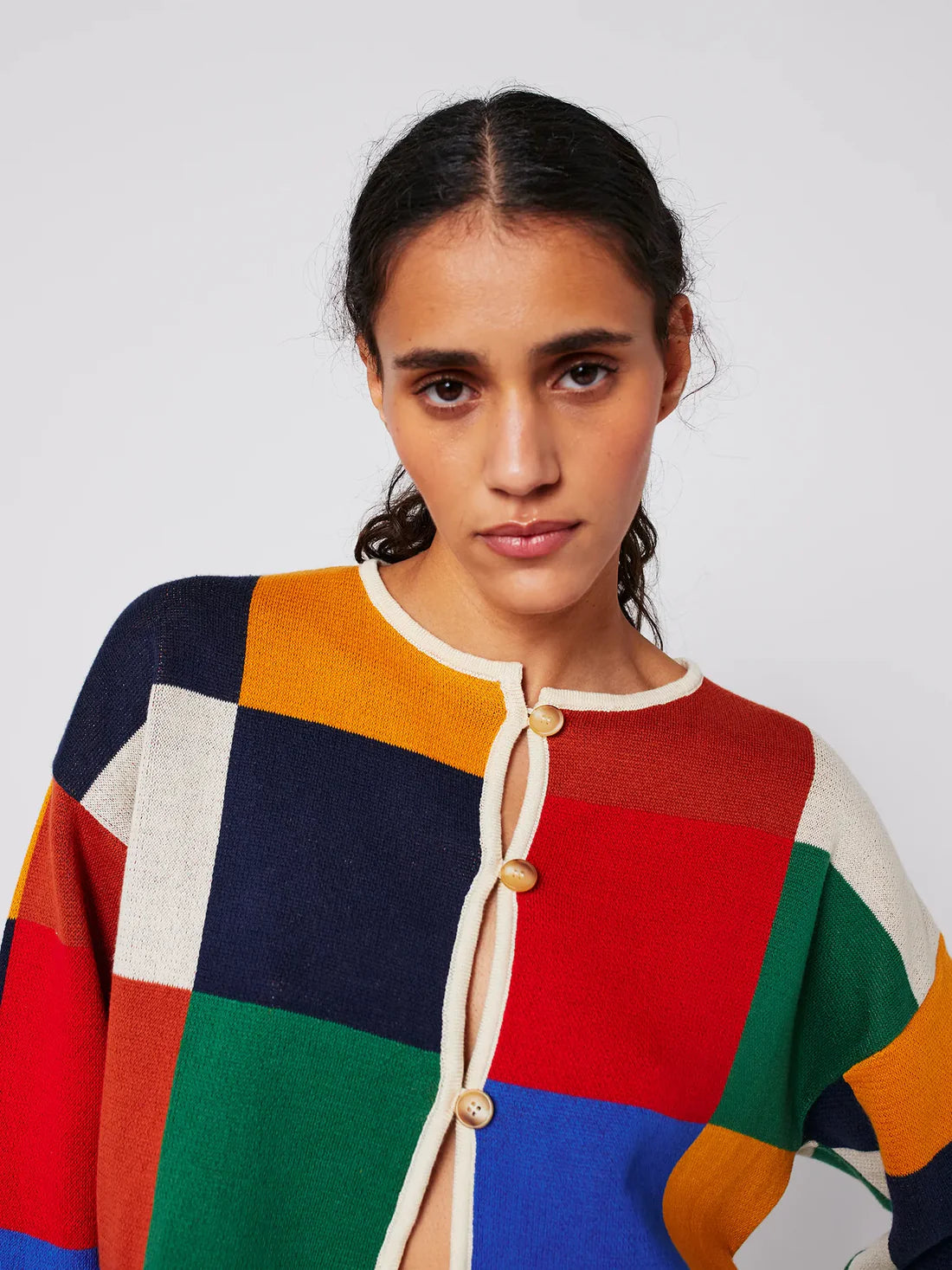 Bobo Choses - Multicolor Check buttoned cardigan