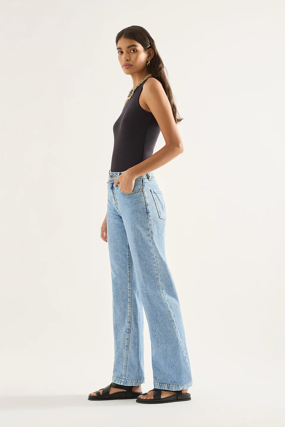 Outland Denim - Ren High Flare Jeans - Ezra Blue