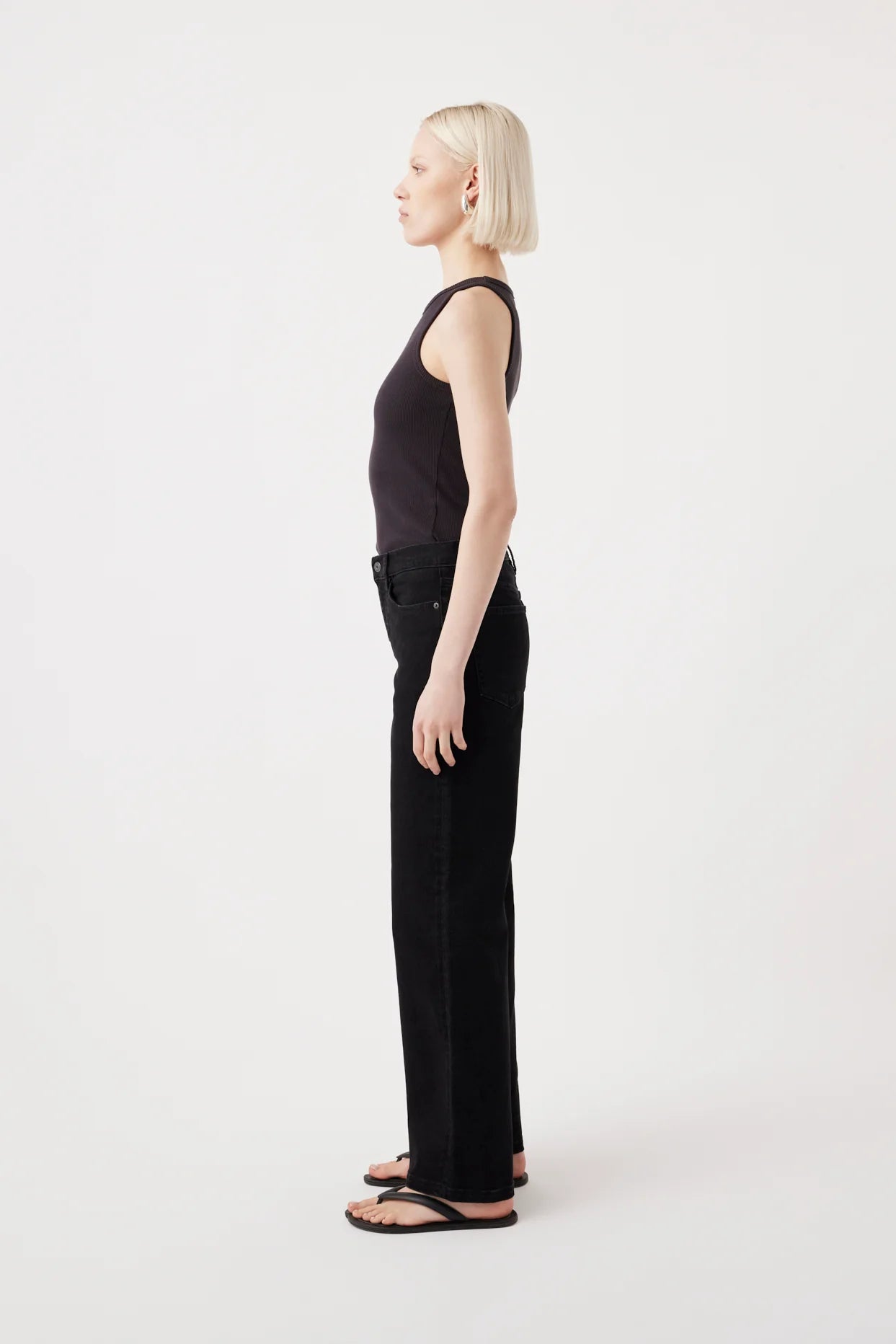 Outland Denim - Mia Mid-Rise Wide Leg Jean - Black
