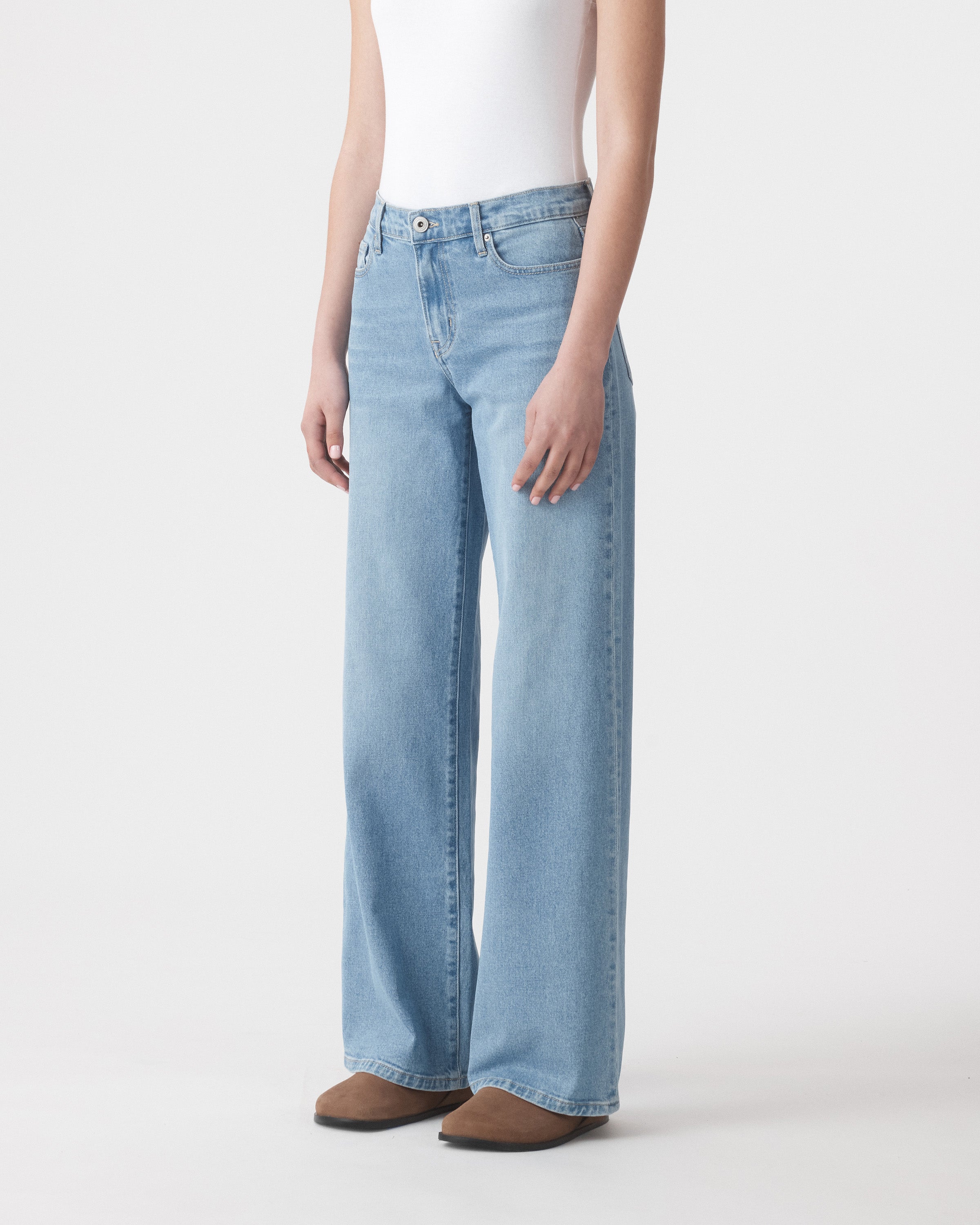 Outland Denim - Mia Mid Wide Jean - Kingfisher