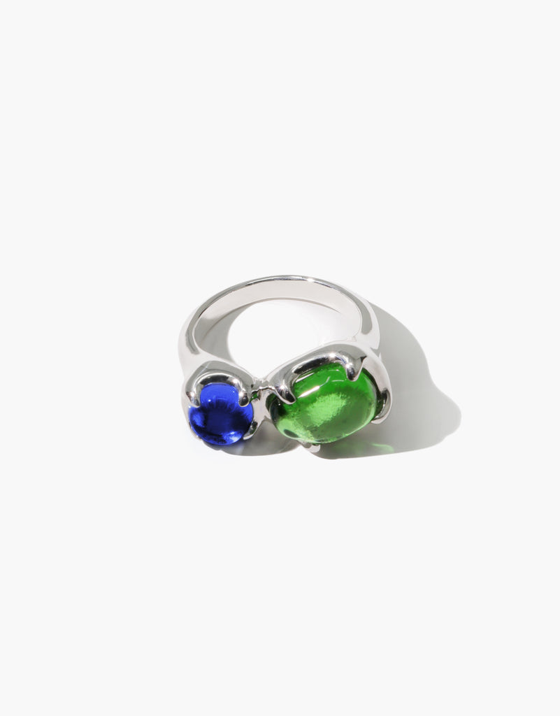 CLED - Duo Beam Ring - Sterling Silver - Green Forest